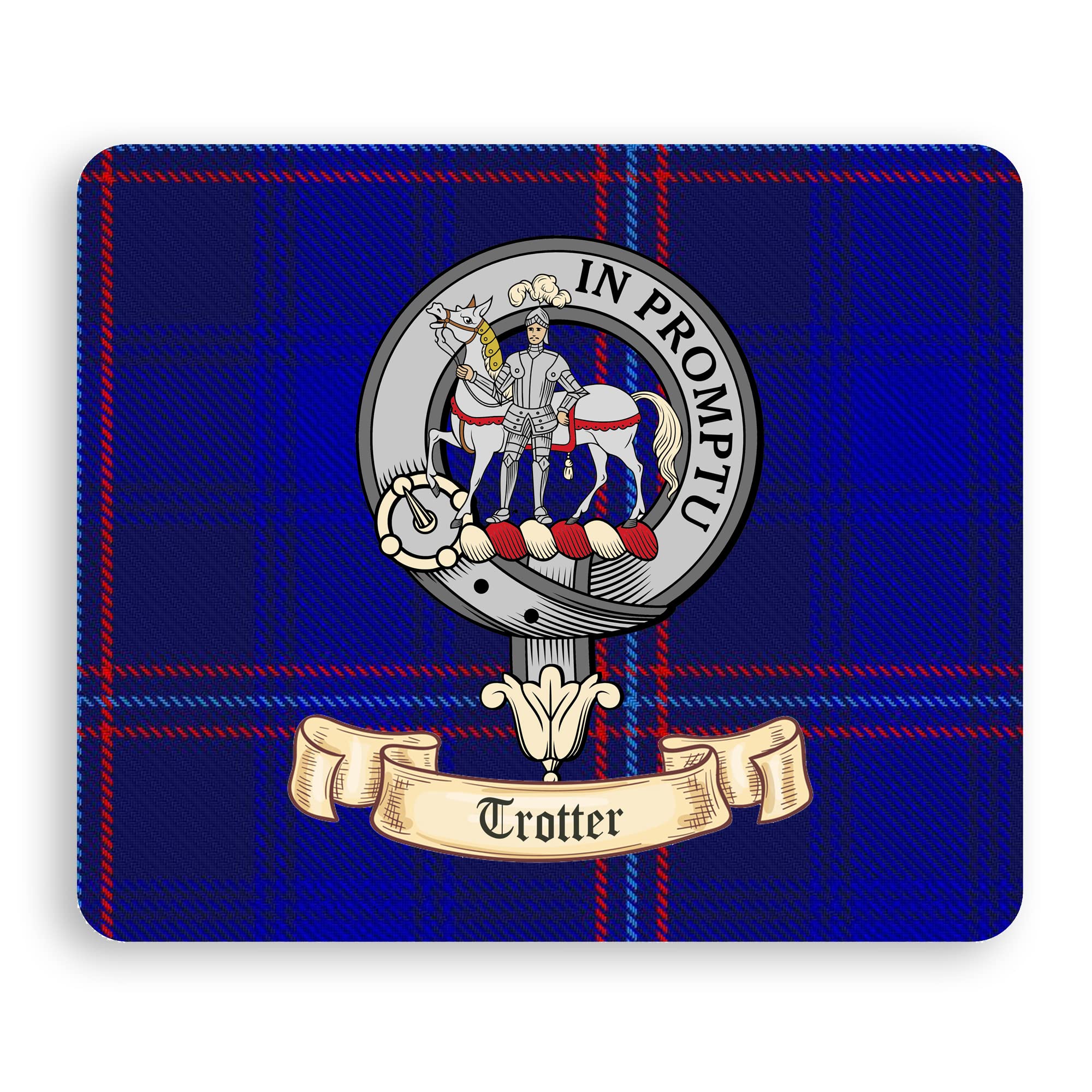 Premium Trotter Clan Tartan Mouse Pad with Embroidered Crest - Perfect for Office, Gaming & Home Workspace Decor