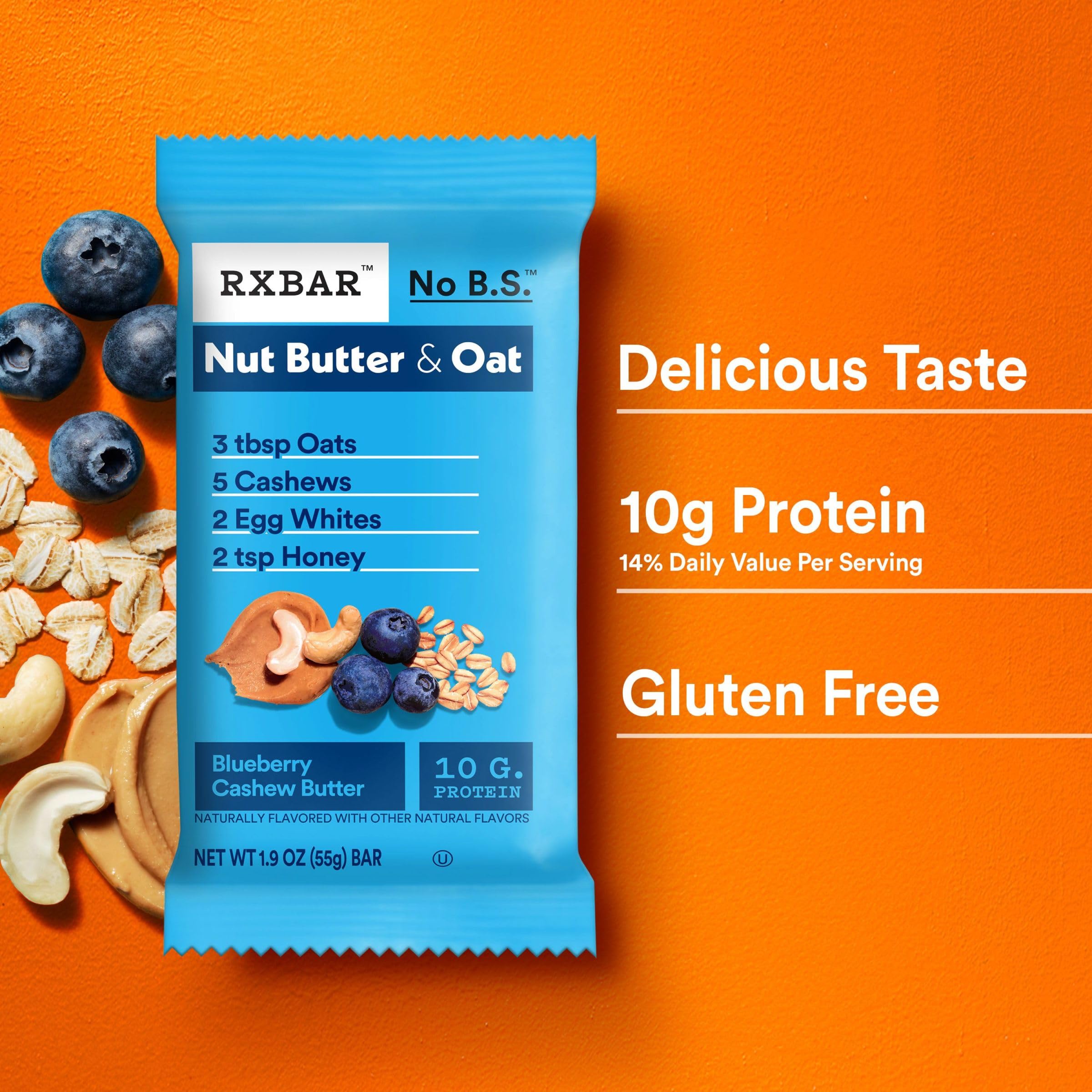 RXBAR Protein Bars - Blueberry Cashew Butter, 12 Pack for Workout & Snacking