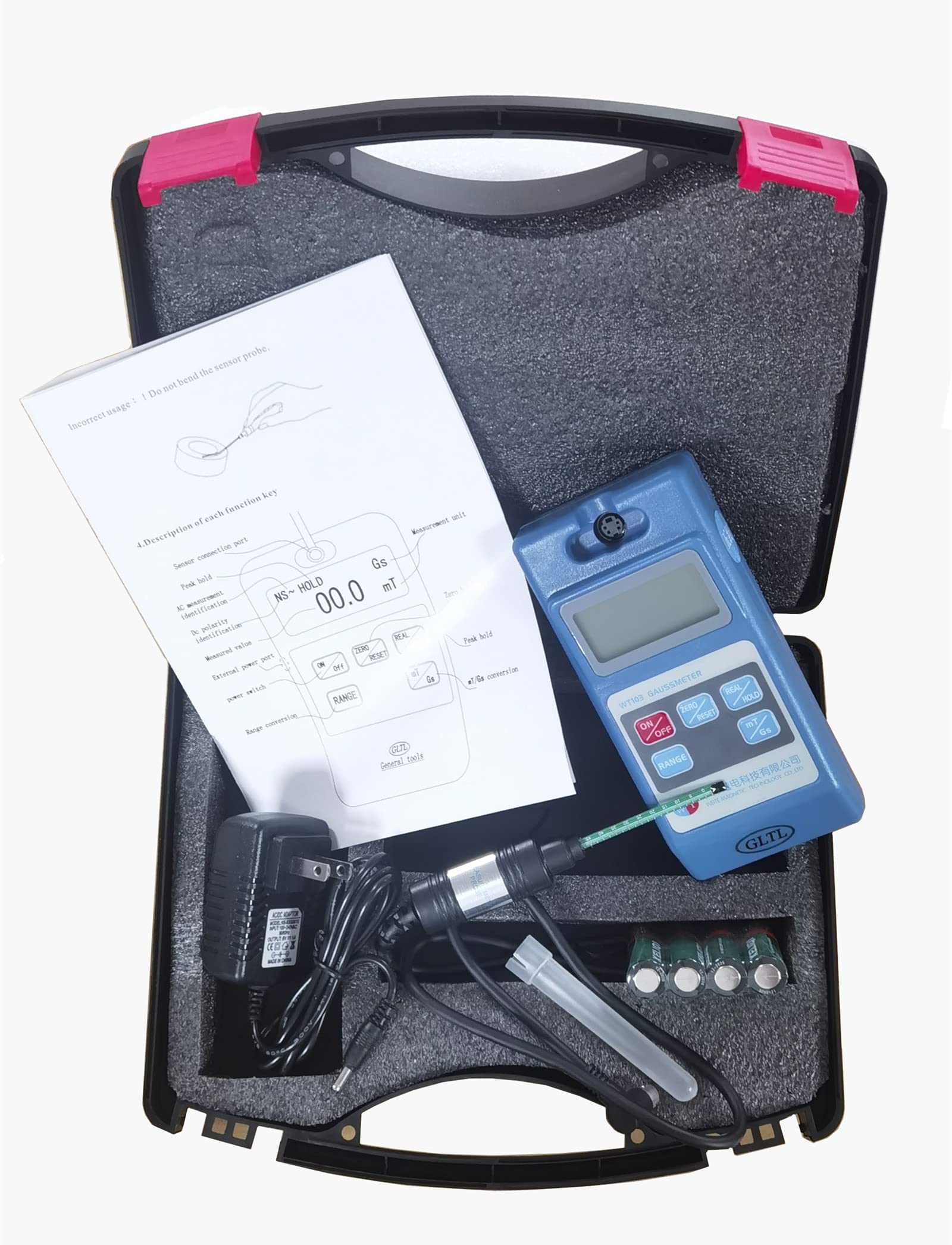 Digital Gaussmeter/Tesla Meter 0-2000mT Range with mT/Gs Auto-Switch | High Precision Magnetic Field Tester for Permanent Magnets, Motors, Speakers & Industrial Use | NS Function & Probe Included | Ideal for Laboratory, Engineering & Quality Control Applications