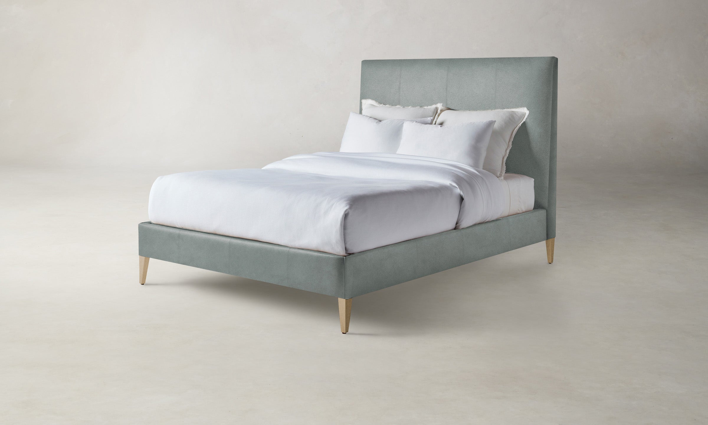 Premium Essex Bed Frame with Genuine Nubuck Leather Headboard - Modern Upholstered Platform Bed for Master Bedroom & Guest Room