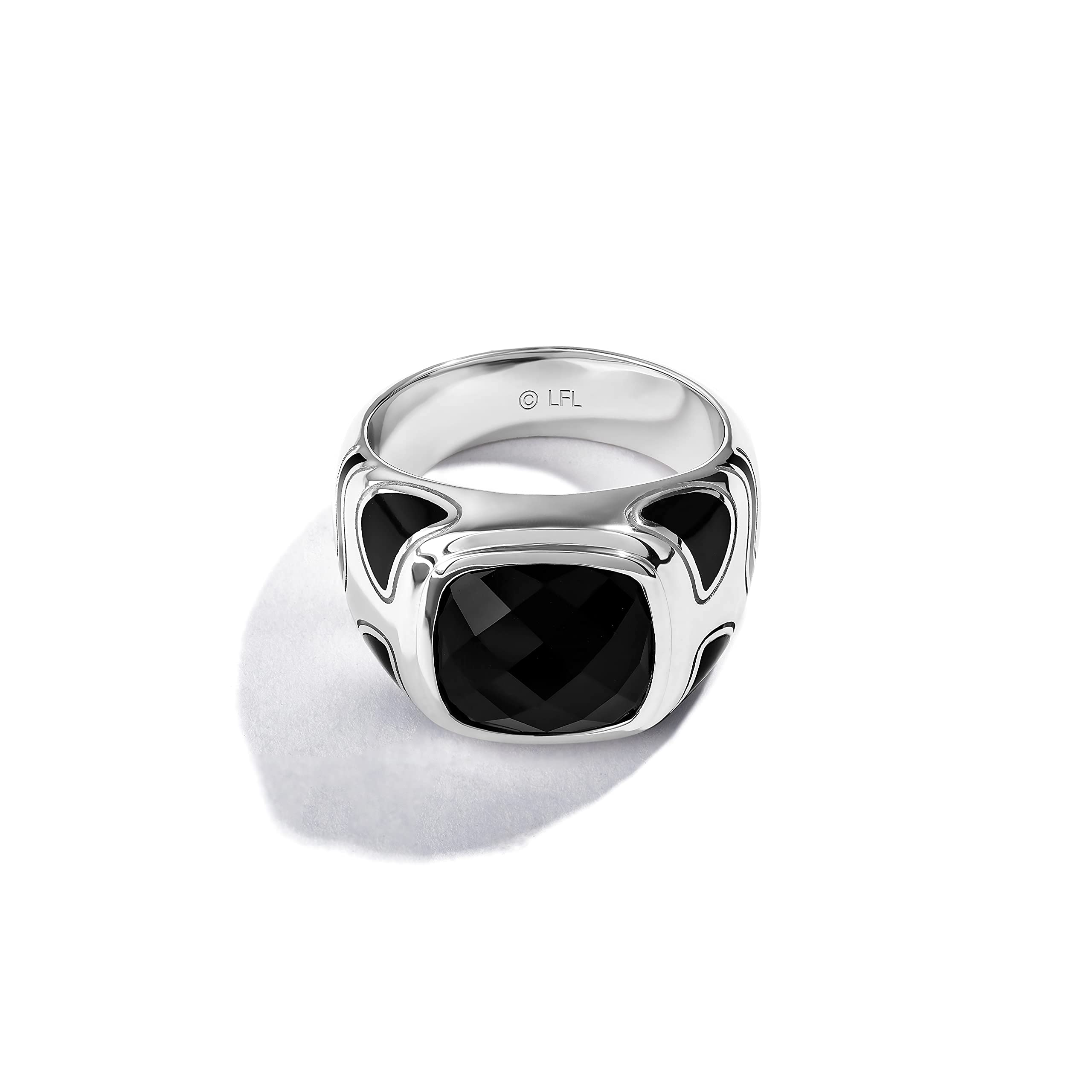 Star Wars Stormtrooper Ring for Men - Sterling Silver Band with Black Enamel & Onyx | Official Star Wars Jewelry | Perfect Gift for Fans | Wedding, Cosplay & Everyday Wear