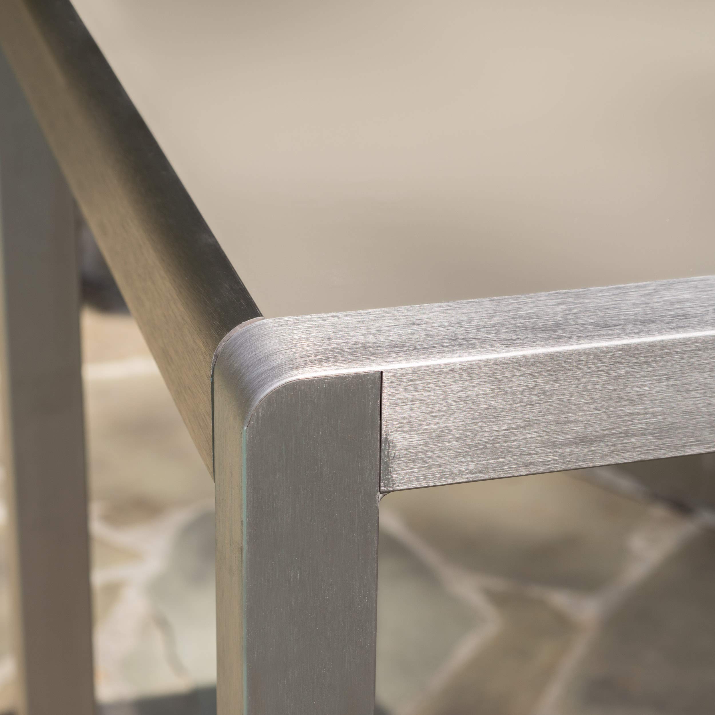 Christopher Knight Home Cape Coral Outdoor Aluminum Bar Table with Glass Top, Grey - Patio, Deck, Garden, and Poolside Dining & Entertaining