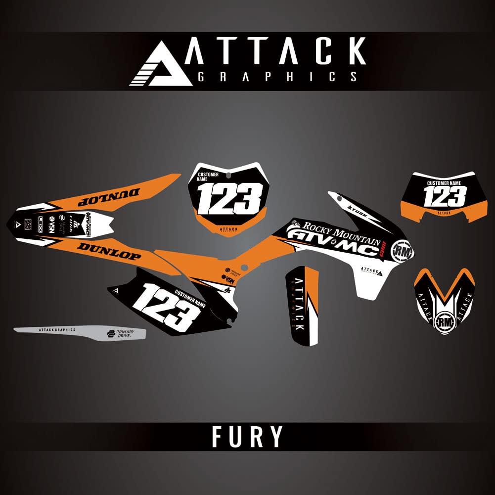 Attack Graphics Custom Fury Complete Bike Graphics Kit for KTM 350 XCF-W 2014 - High-Quality Dirt Bike Decals for Off-Road Racing & Trail Riding