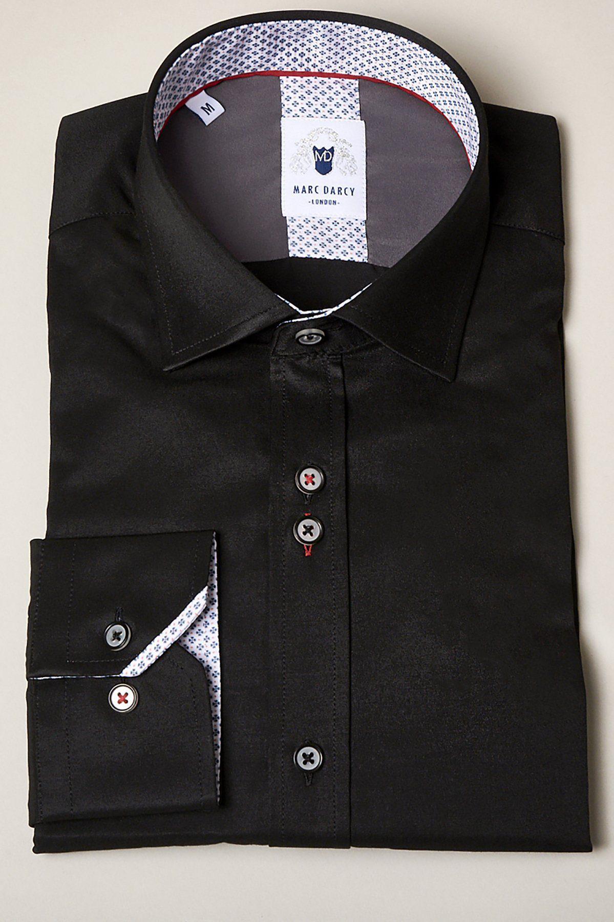 ALFIE Men's Black Long Sleeve Shirt - Slim Fit Casual Button Down Dress Shirt for Work, Business & Formal Occasions