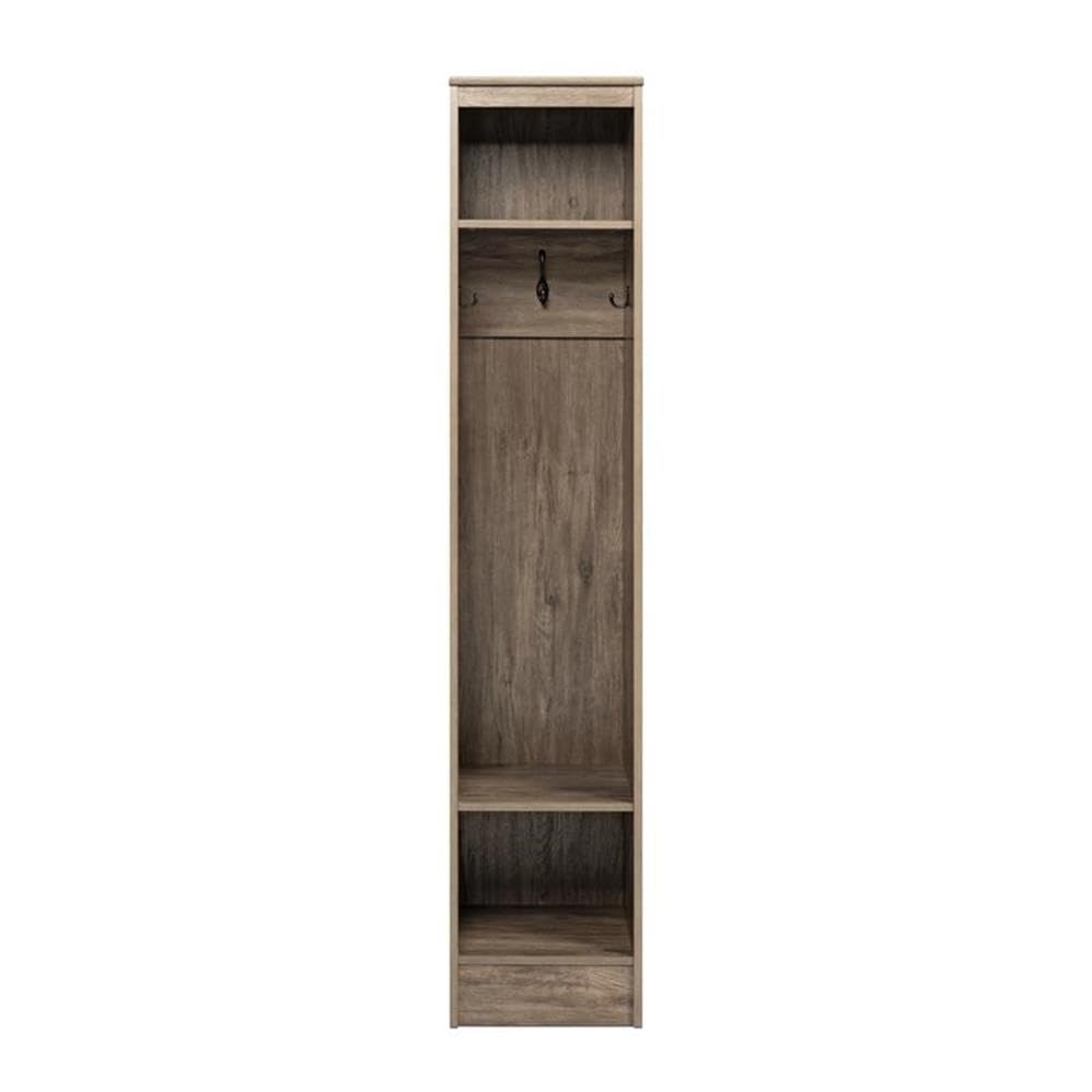 Pemberly Row Transitional Narrow Entryway Organizer in Drifted Gray - Stylish Hallway Storage Bench with Shoe Rack & Coat Hooks for Small Spaces - Perfect for Apartments, Mudrooms & Entryway Organization