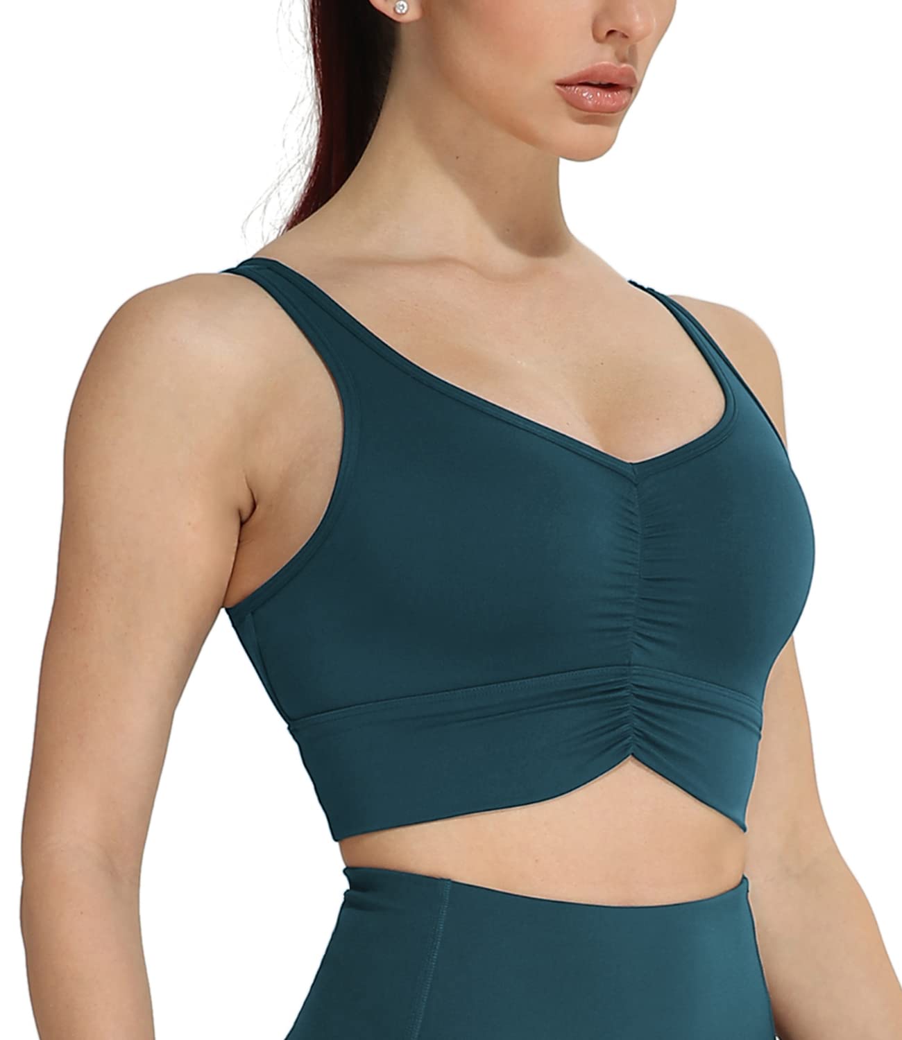 Icyzone Women's Padded Longline Sports Bra - High Support Racerback Workout Running Yoga Bra for Women, Athletic Gym Crop Top for Fitness & Active Lifestyle - Perfect for Running, Yoga, Gym & Daily Wear