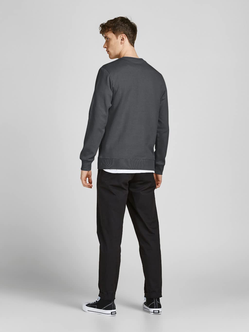 JACK & JONES Men's Crew Neck Plain Sweatshirt for Casual Wear