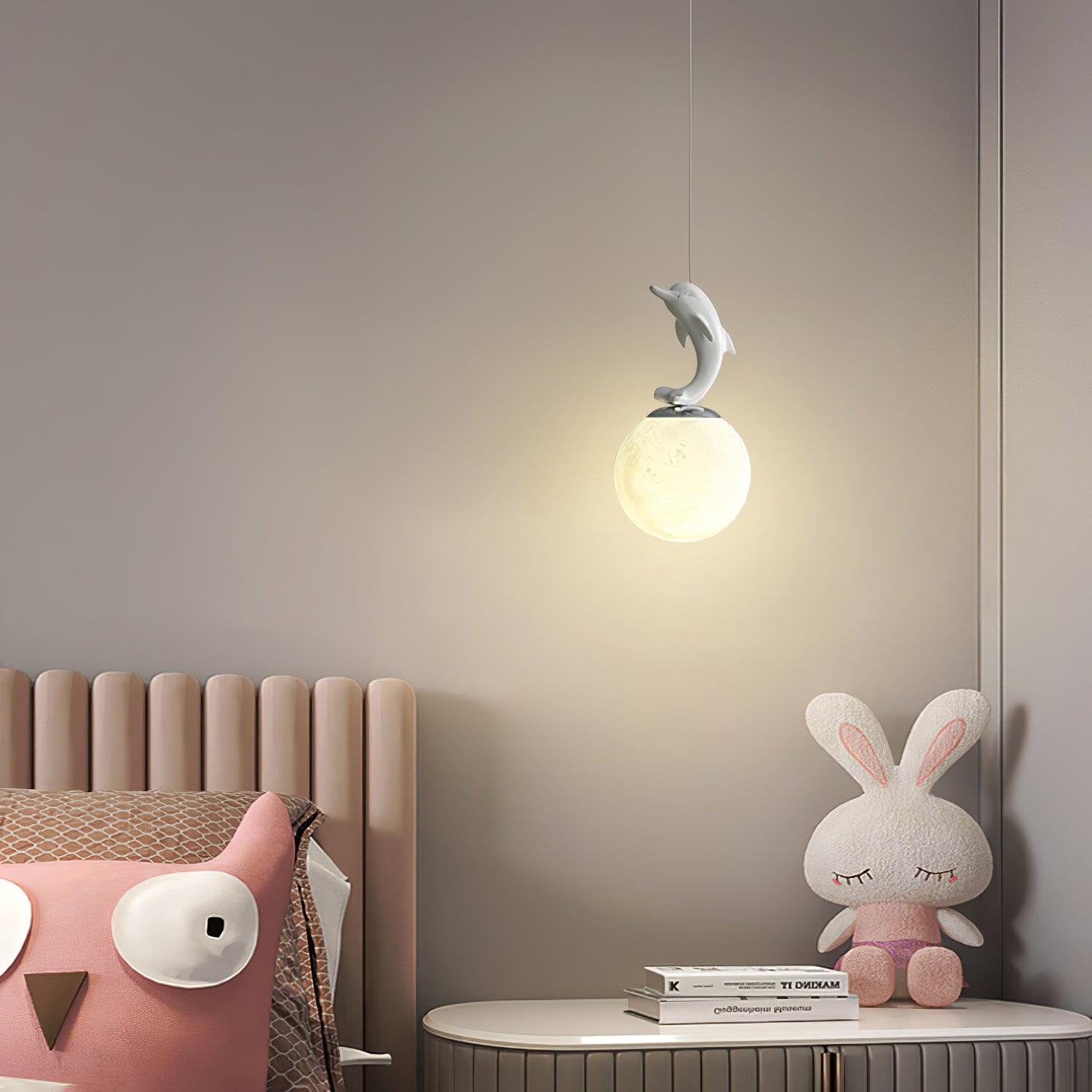 Stylish Animal and Moon Pendant Light - Modern Celestial Decor for Nursery, Bedroom, or Living Room