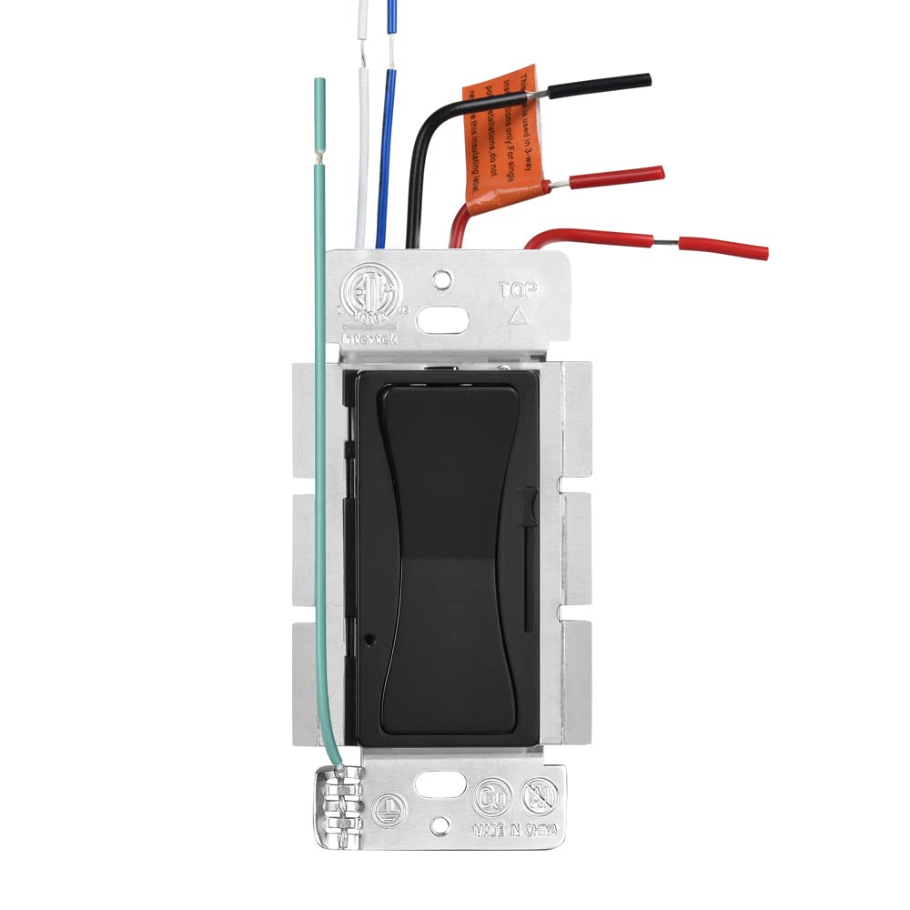 0-10V LED Dimmer Switch - Black Single Pole/3-Way Compatible with LED, Halogen & Incandescent Bulbs (Includes Wall Plate) - ETL Certified for Home, Office & Commercial Lighting Control