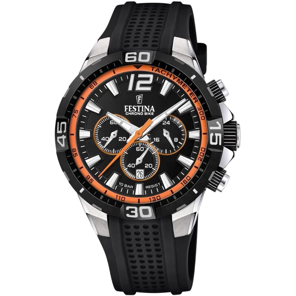 Festina F20523/2 Men's Black Chronograph Sports Watch with Bike Strap - Waterproof Digital Stopwatch for Cycling, Running & Outdoor Activities