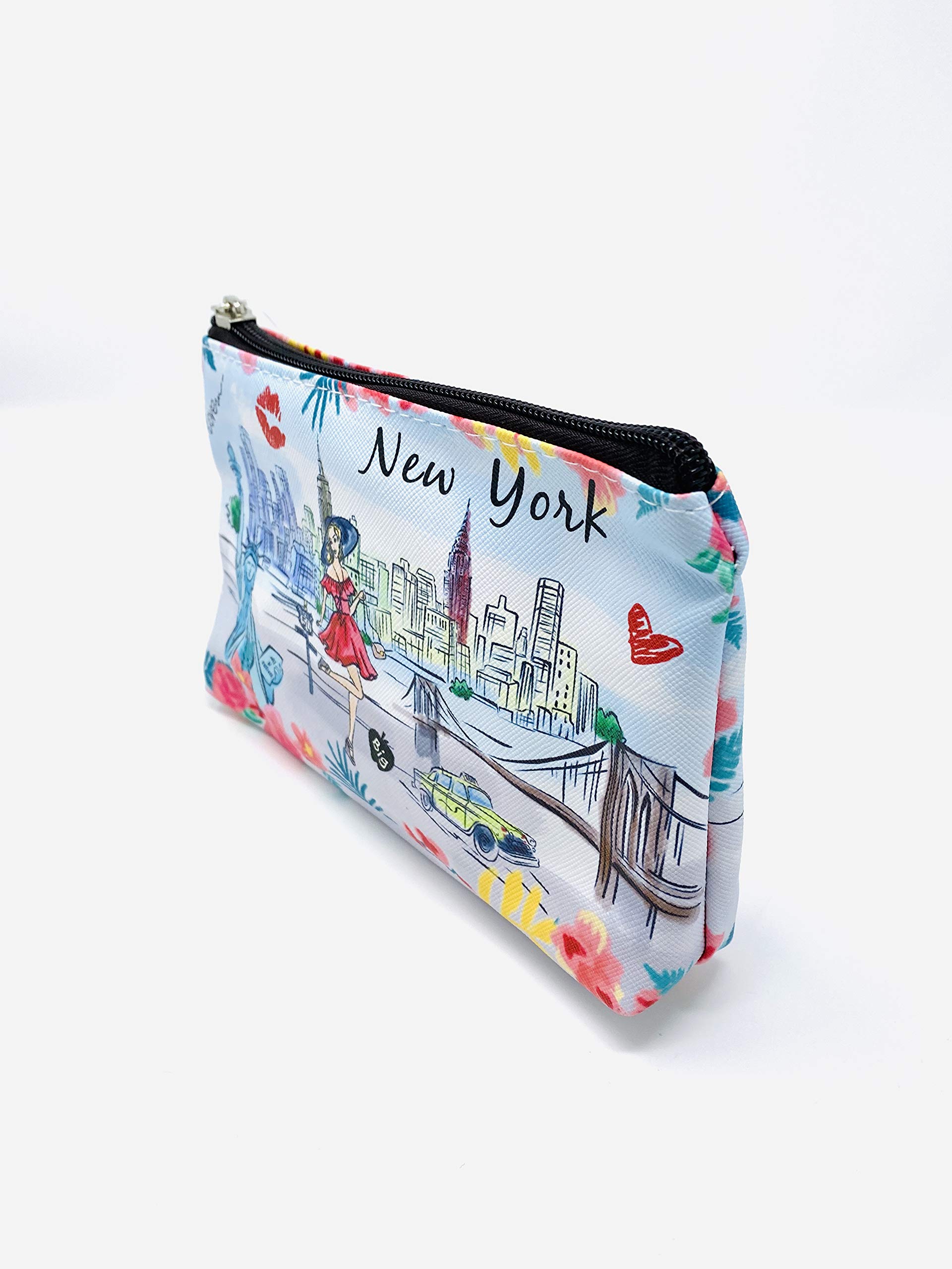 Cute New York Souvenir Zipper Pouch for Girls & Women - Travel Cosmetic Bag, Makeup Purse (JP-330104B) - Perfect for Travel, School & Daily Essentials Storage