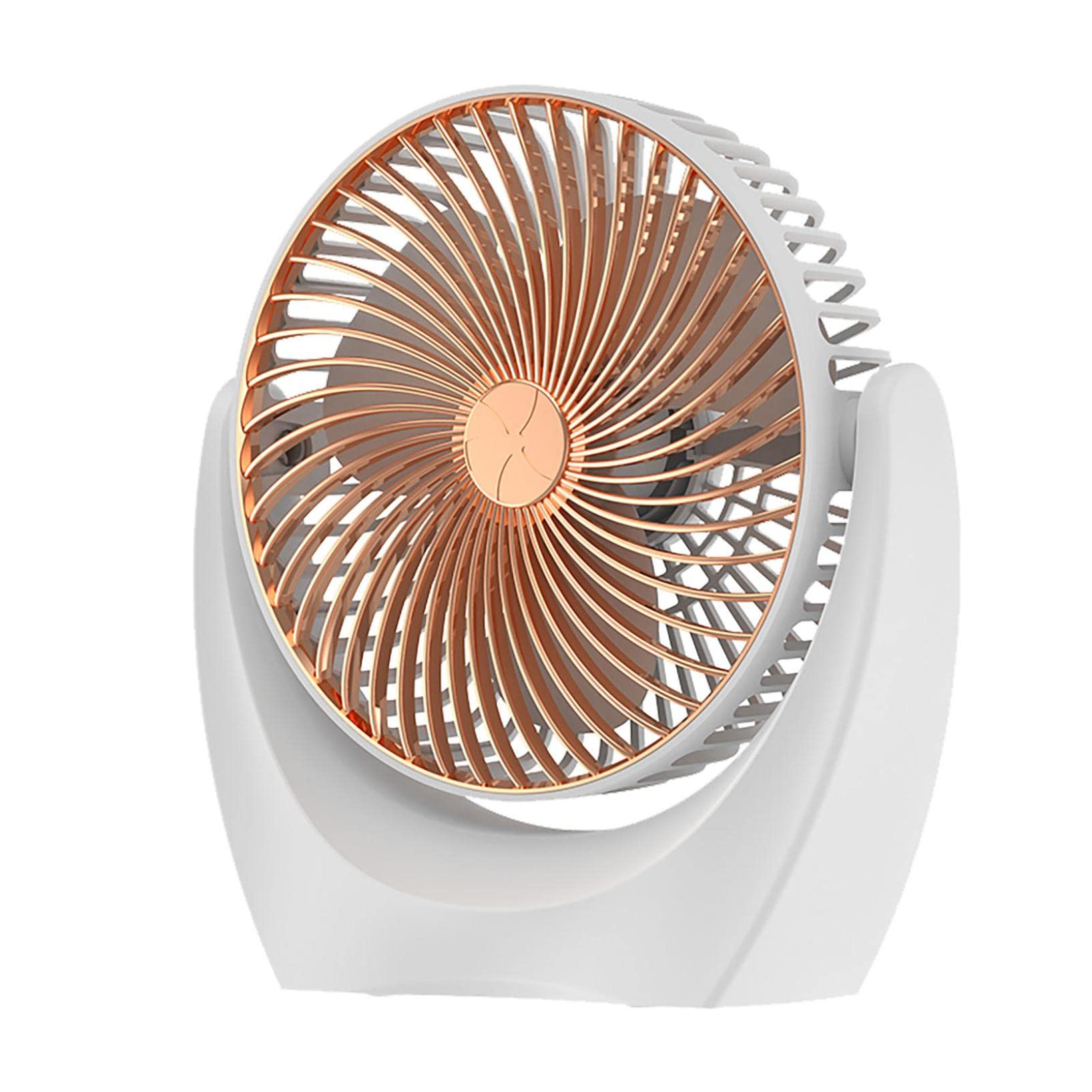 2-Speed Small Table Fan - Portable Desktop Cooling Fan with Strong Airflow & Quiet Operation, Adjustable 210° Rotatable Head for Home, Office, Bedroom - Perfect for Work Desks, Nightstands & Study Areas (Gold)