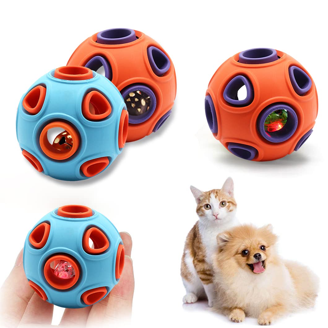 LED Flashing Interactive Dog Ball - Durable Chew Toy for Small, Medium & Large Dogs - Blue & Orange Roly Light Up Ball for Playtime & Training - Perfect for Indoor & Outdoor Fun