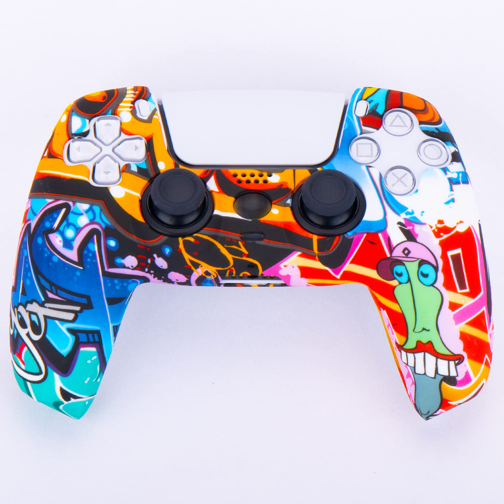YoRHa Printed Silicone Thickened Skin Case (Comic Graffiti) for PS5 Controller with 10 Thumb Grip Caps - Durable Protection & Enhanced Grip for Gaming, Streaming & Esports