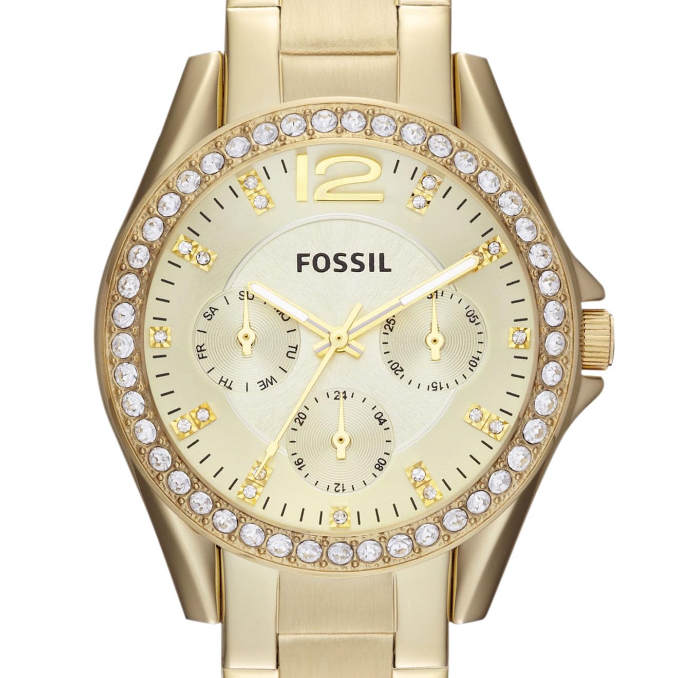 Fossil Women's Riley Quartz Stainless Steel Watch - Multifunction Chronograph, Date Display, Water Resistant - Perfect for Work, Casual Wear & Special Occasions