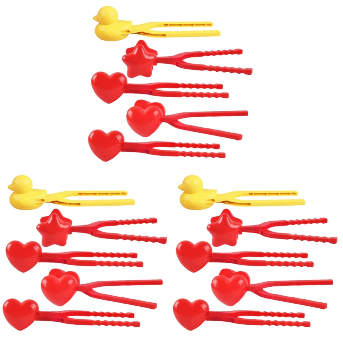 BESTOYARD 15-Piece Snowball Maker Kit - Cartoon Snowball Molds, Snow Brick Maker with Star & Heart Shapes for Outdoor Winter Fun - Perfect for Snowball Fights, Snowman Building & Family Winter Activities