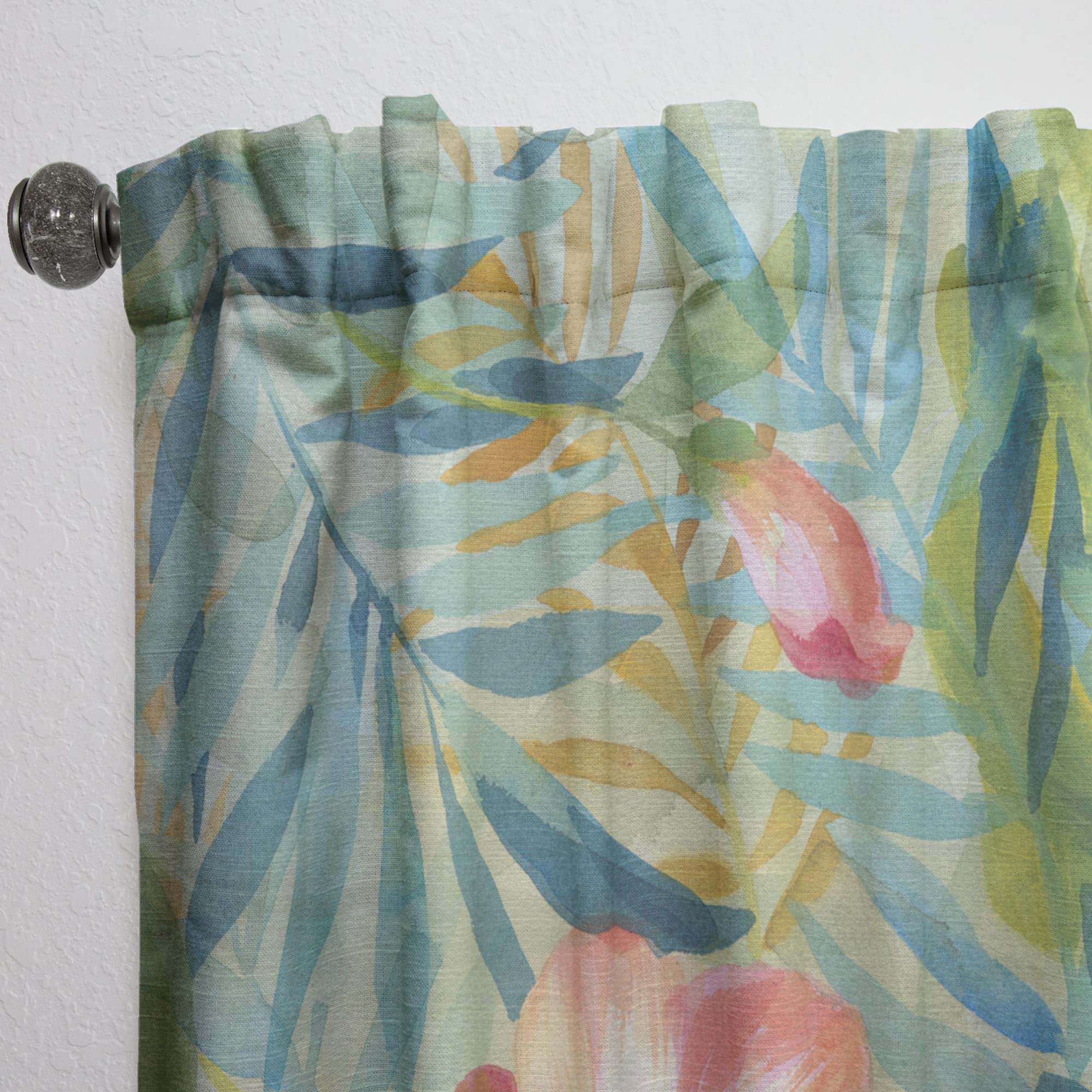 DesignQ 'Hibiscus Garden III' Thermal Insulated Curtains - 52x120 Inch Single Panel for Bedroom & Living Room - Blackout Drapes for Home Decor, Privacy & Temperature Control