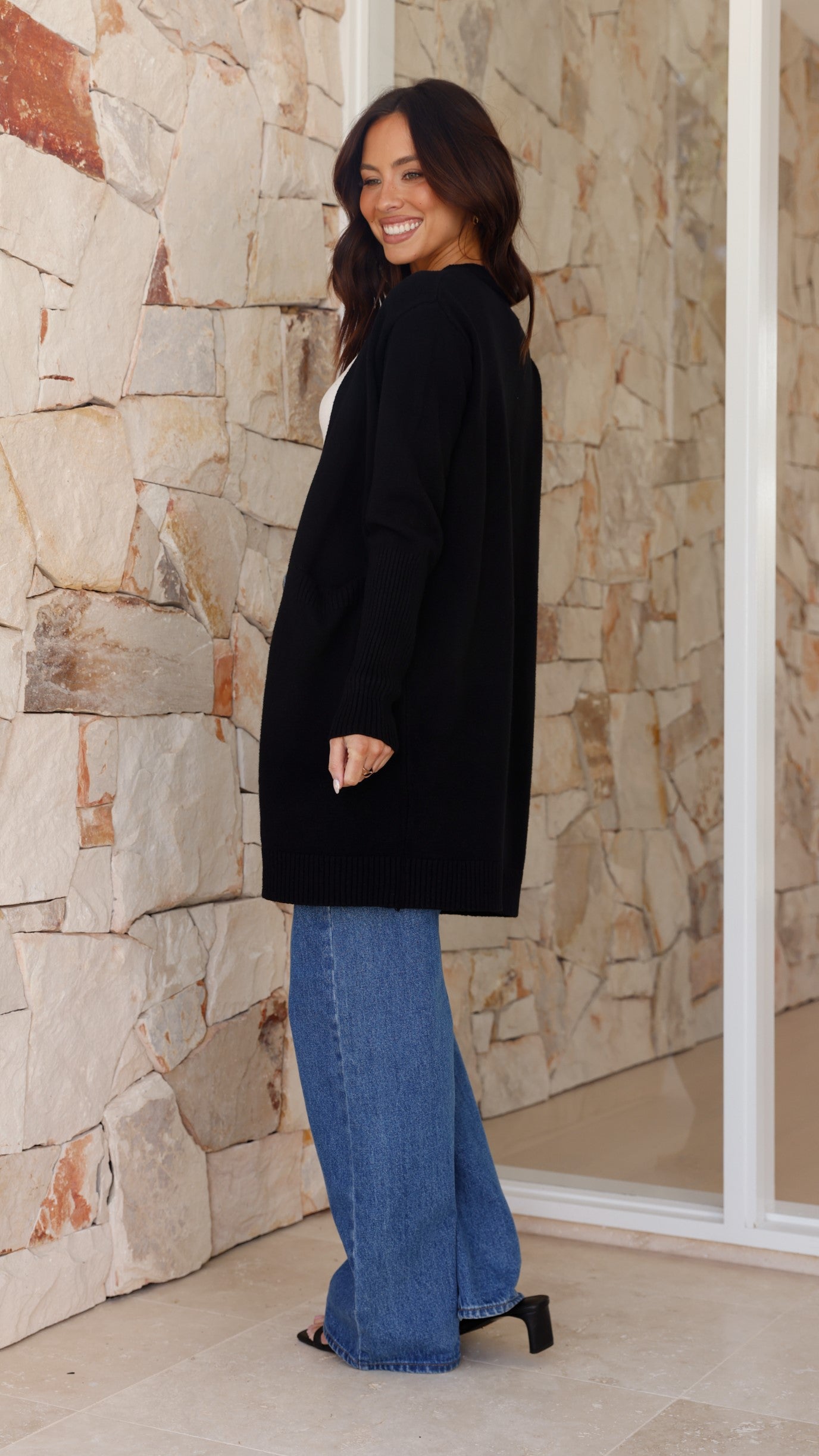 Izzy Cardigan Women's Black Knit Sweater - Cozy & Stylish for Fall, Winter & Casual Outings