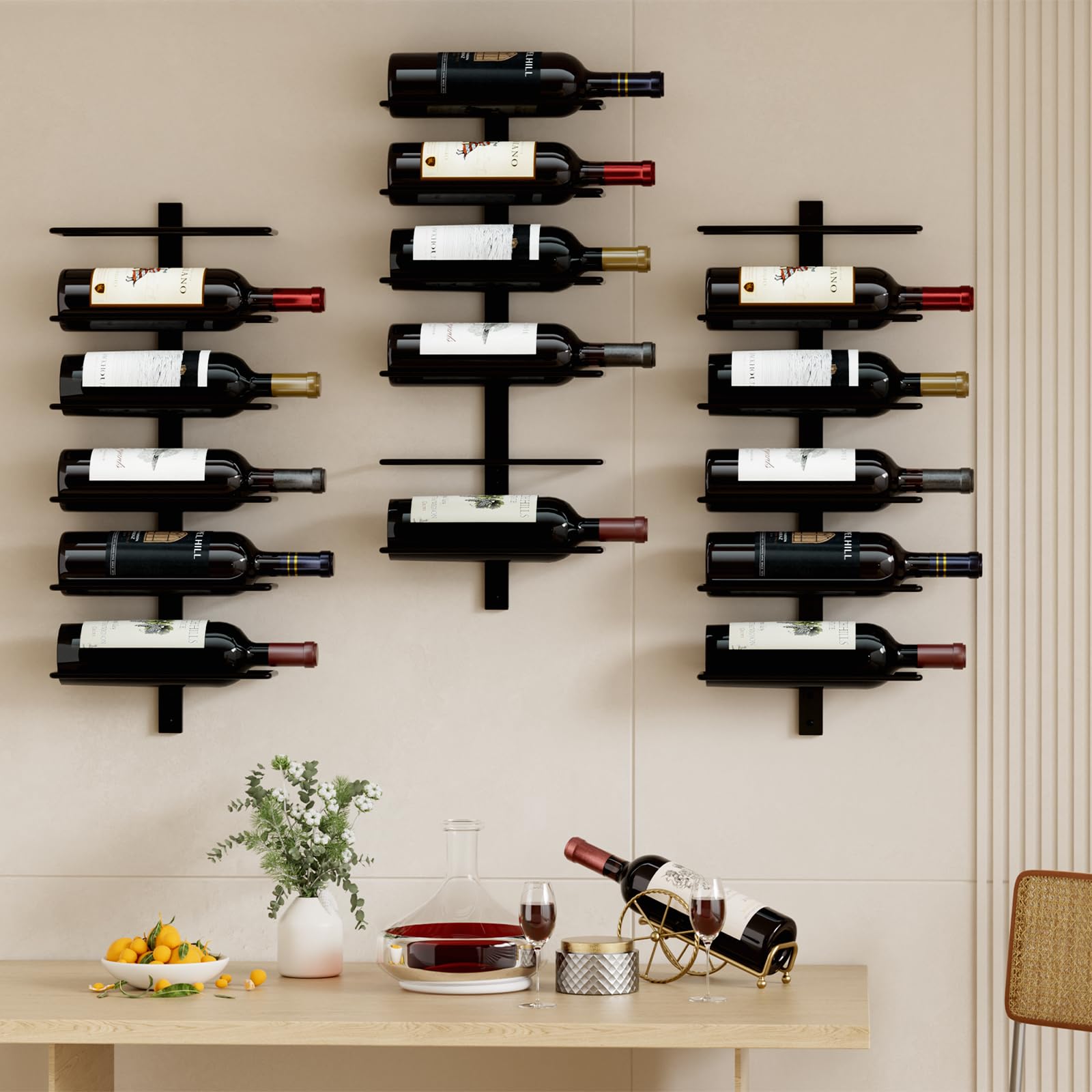 B4Life 18 Bottle Wall Mounted Wine Rack - Heavy Duty Metal Wine Storage Display Holder for Wine, Liquor & Champagne Bottles - Perfect for Home Bar, Kitchen, Dining Room & Wine Cellar Organization