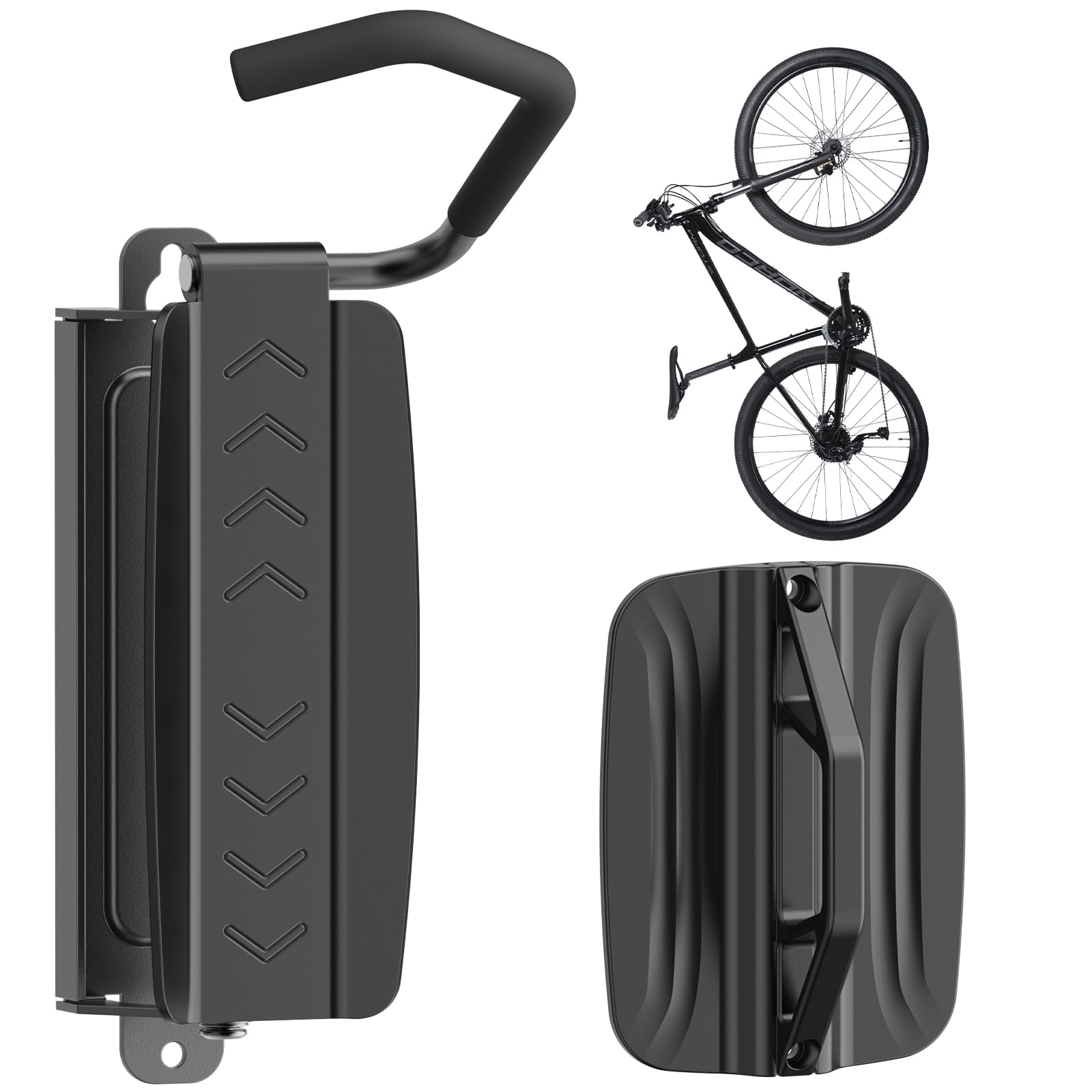 PUTORSEN Swivel Bike Wall Mount - Heavy Duty Vertical Bike Rack for Garage & Indoor Storage (Holds 77 lbs) | Space Saving Bike Hanger for Home, Apartment, Gym | Black Wall Mounted Bicycle Organizer for Easy Access & Secure Parking