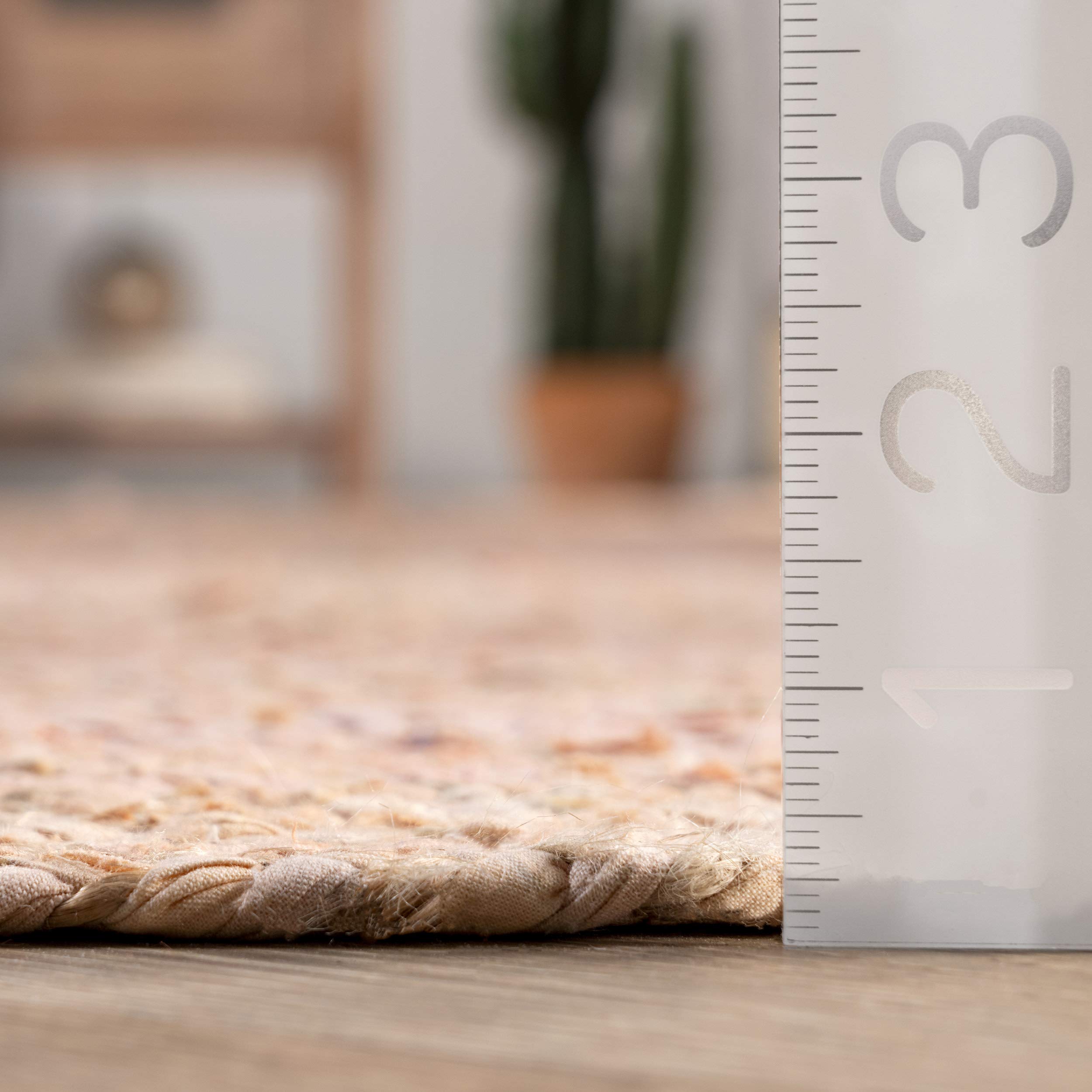 nuLOOM Hand Braided Otelia Denim and Jute Area Rug 5'x8' - Soft Beige Bohemian Style Rug for Living Room, Bedroom, or Dorm Decor