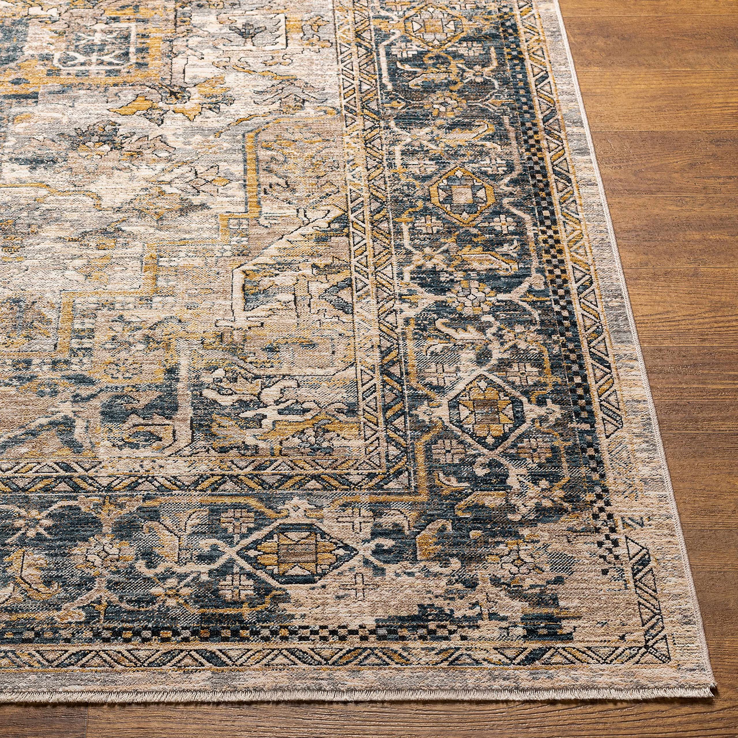Traditional Hauteloom Lampitak Area Rug - Black, Gray, Beige - 6'7
