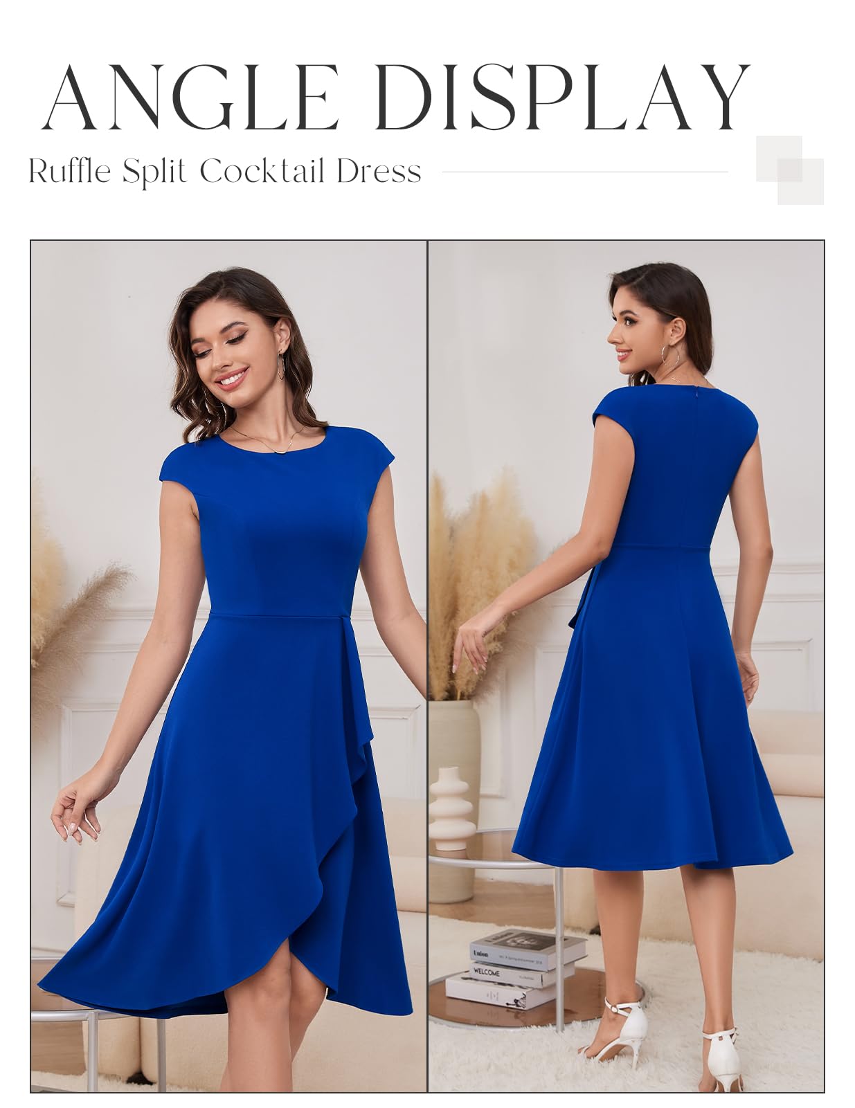 Elegant Cocktail Wedding Guest Dresses for Women 2025 - Short Sleeve Spring Summer Midi Dress - Perfect for Bridesmaids, Garden Parties & Formal Events