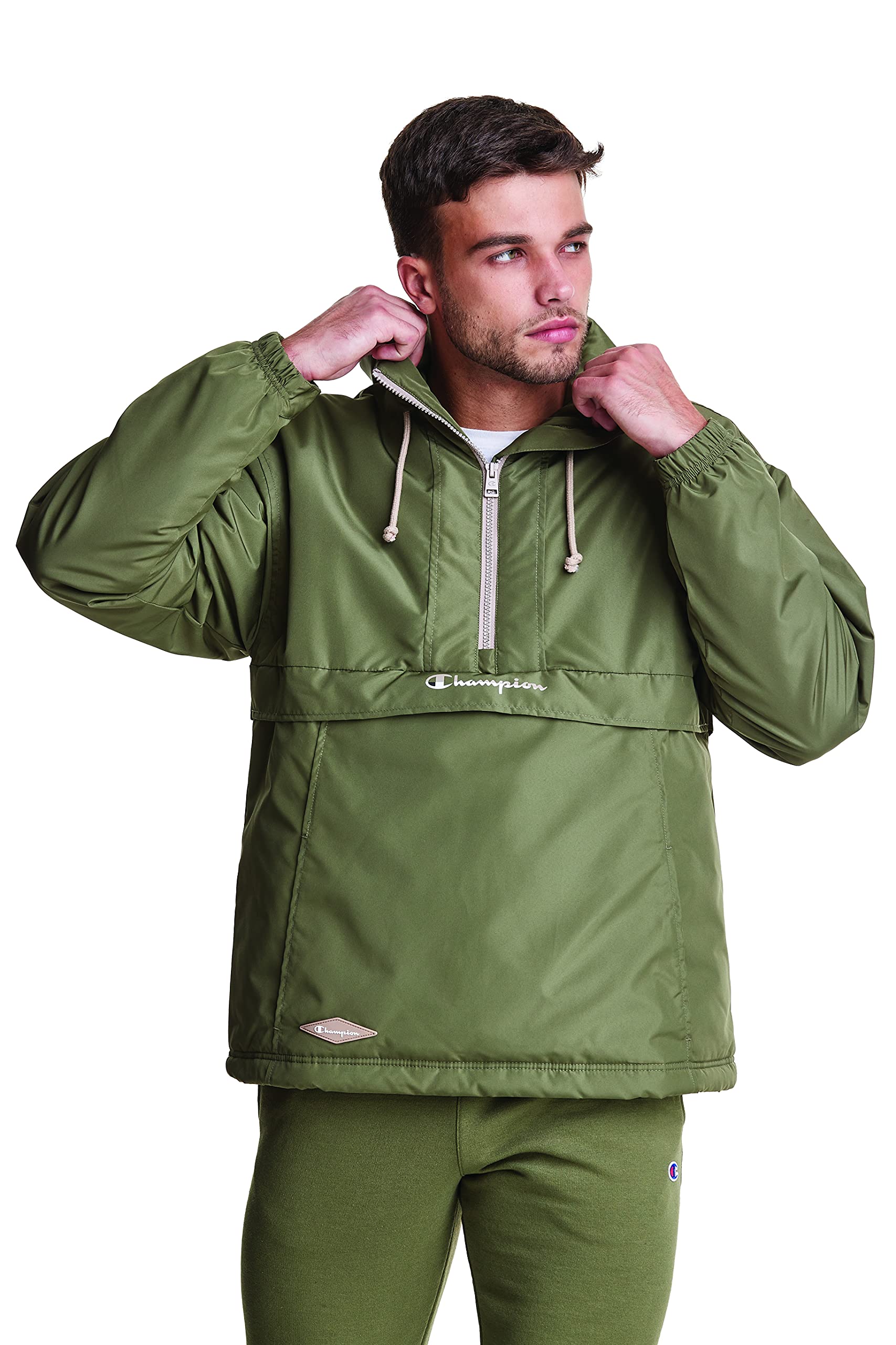 Champion Men's Filled Stadium Anorak Jacket - Lightweight Winter Coat with Hood for Outdoor Sports & Casual Wear
