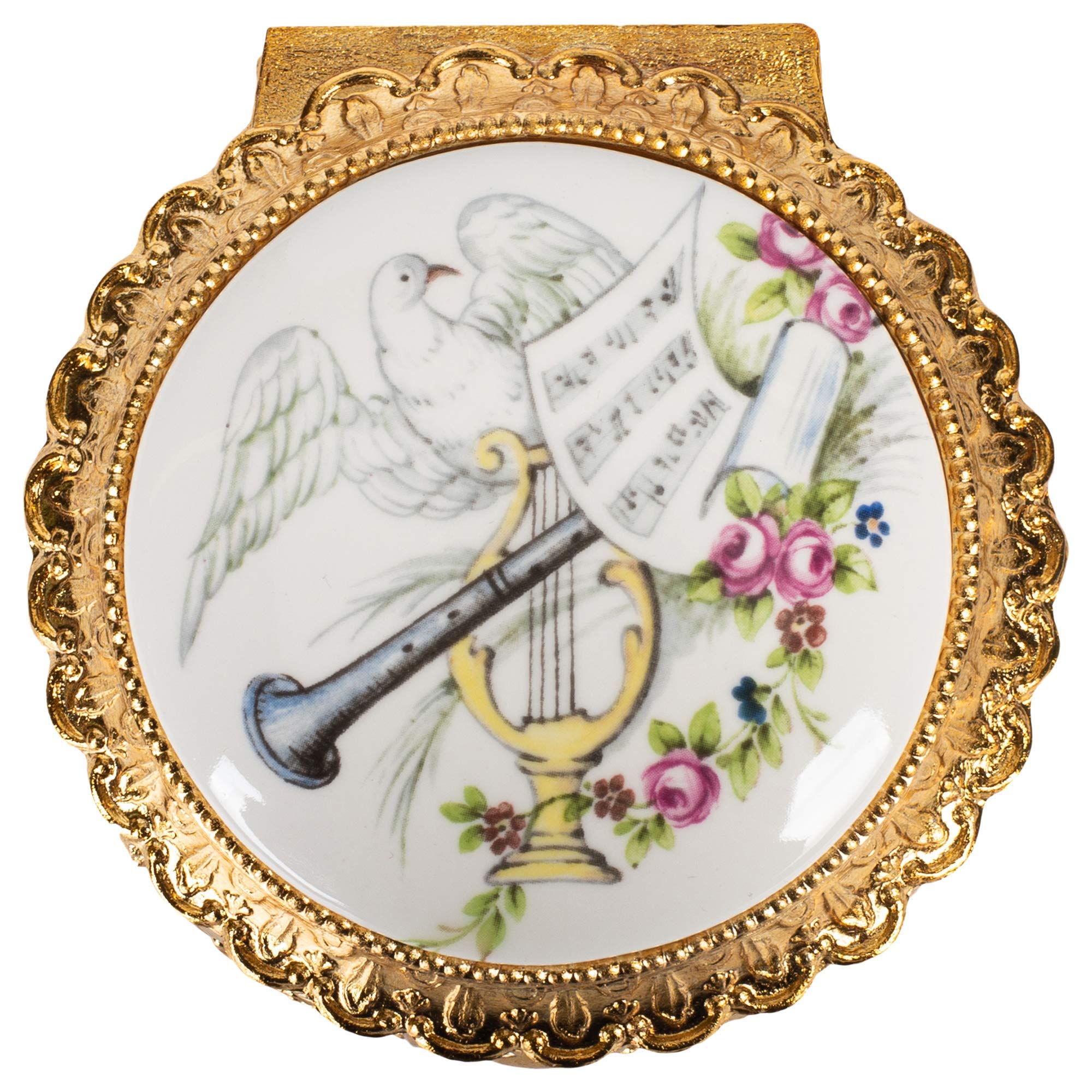 Exquisite Round Ceramic Music Box & Jewelry Box with Hand-Painted Instruments Playing 'Somewhere Out There' Theme - Perfect Gift for Anniversaries, Weddings & Home Decor