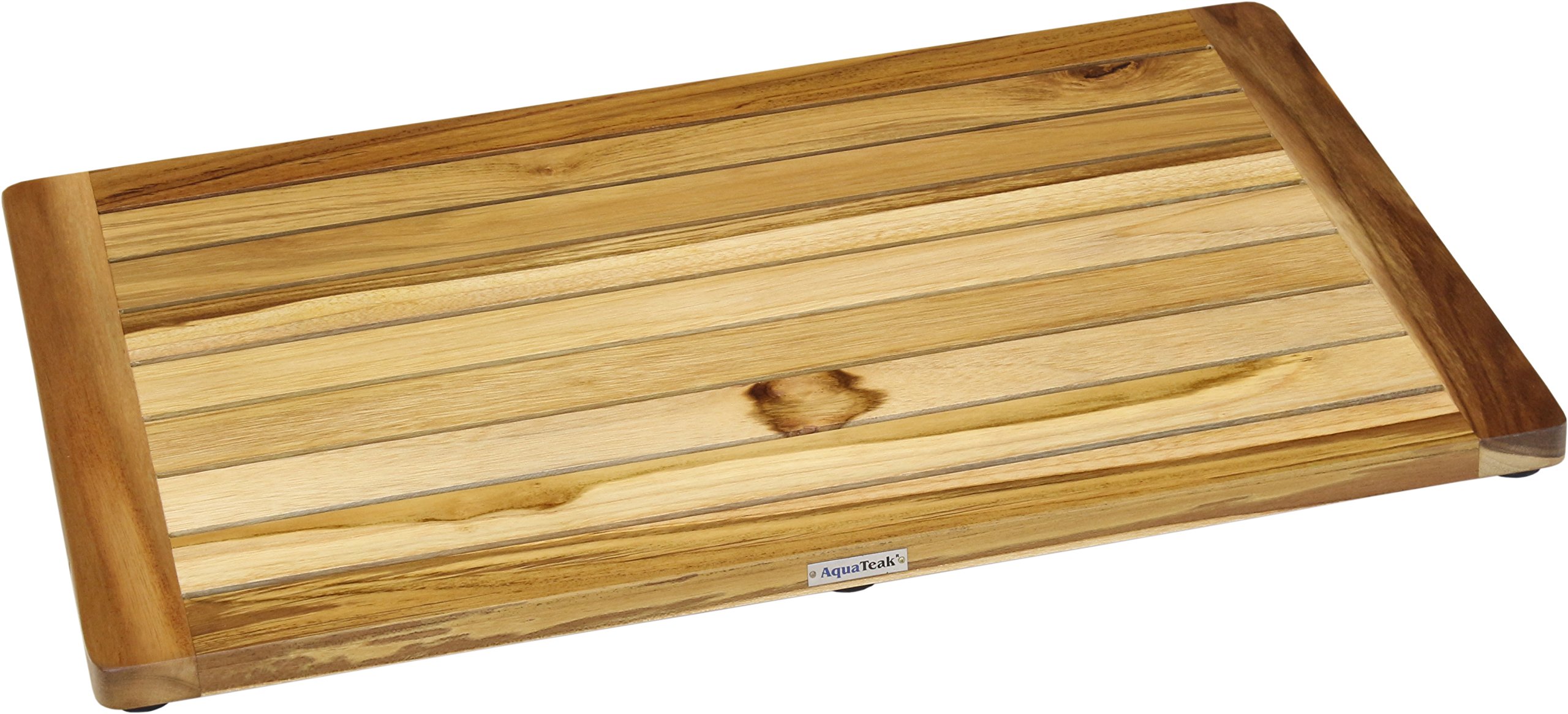 Premium Teak Wood Bath & Shower Mat - Natural Spa Shield for Wet Areas - Non-Slip Wooden Floor Mat for Bathroom, Shower, Poolside & Sauna Use