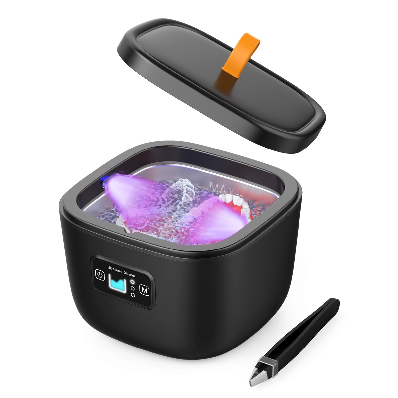 Professional 42-45KHZ Ultrasonic Jewelry & Retainer Cleaner Machine - 250ML Portable Dental Appliance Cleaner with Timer for Dentures, Braces, Aligners & Mouth Guards | Perfect for Travel & Home Use | Great Christmas Gift Idea (Black)