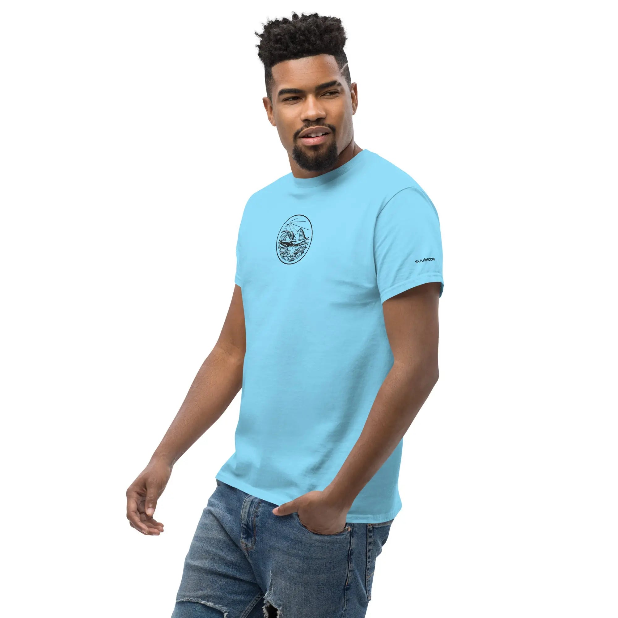 Designer Mountain Swimmer Graphic T-Shirt - Unisex Casual Tee for Men & Women | Perfect for Outdoor Adventures, Beach Trips, and Streetwear Fashion