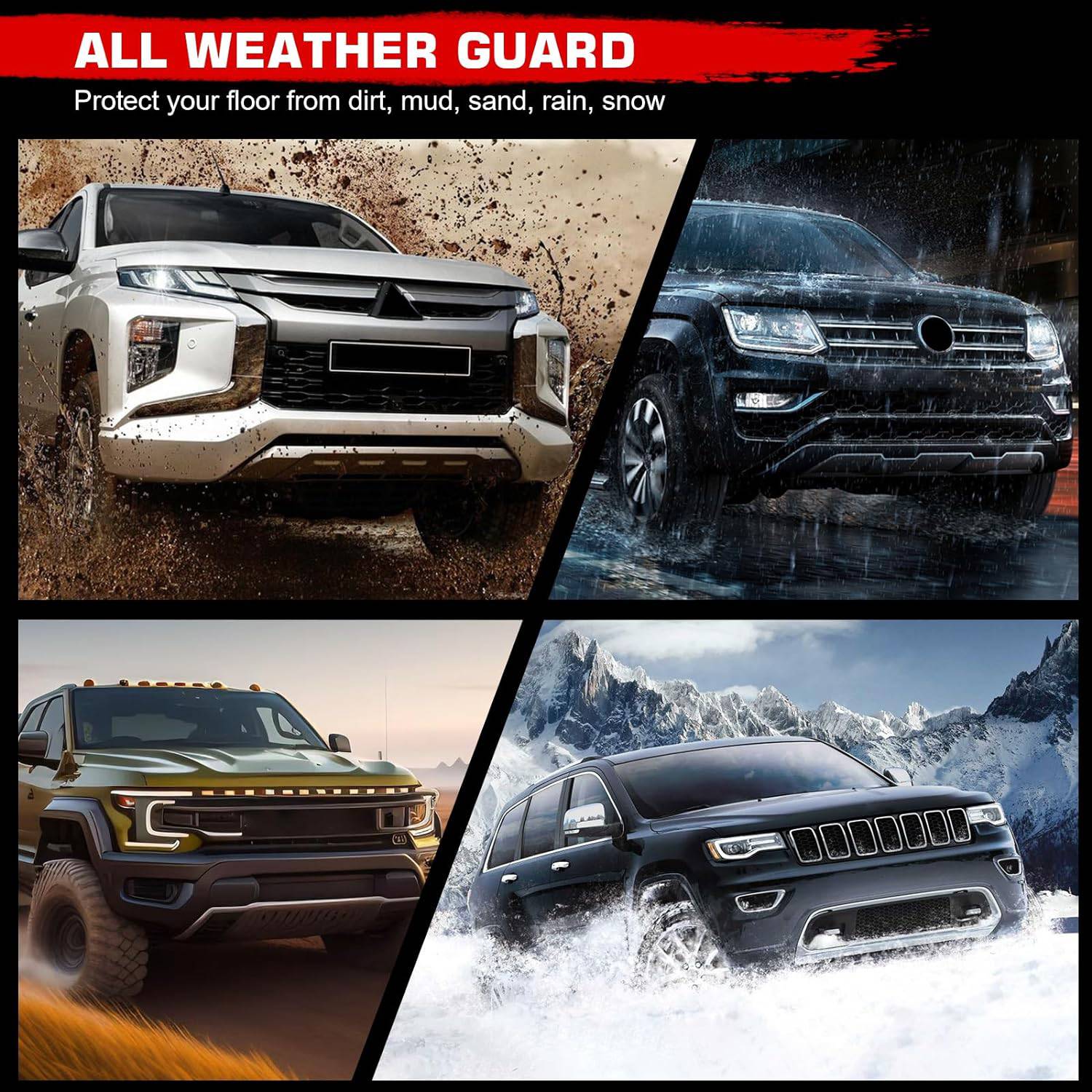 IKON Custom Fit All Weather Floor Mats for 2015-2022 Ford F150 Super Crew - 3D Design Black Carpet Liners for 1st & 2nd Row - Durable Interior Protection for Trucks, SUVs & Off-Road Vehicles