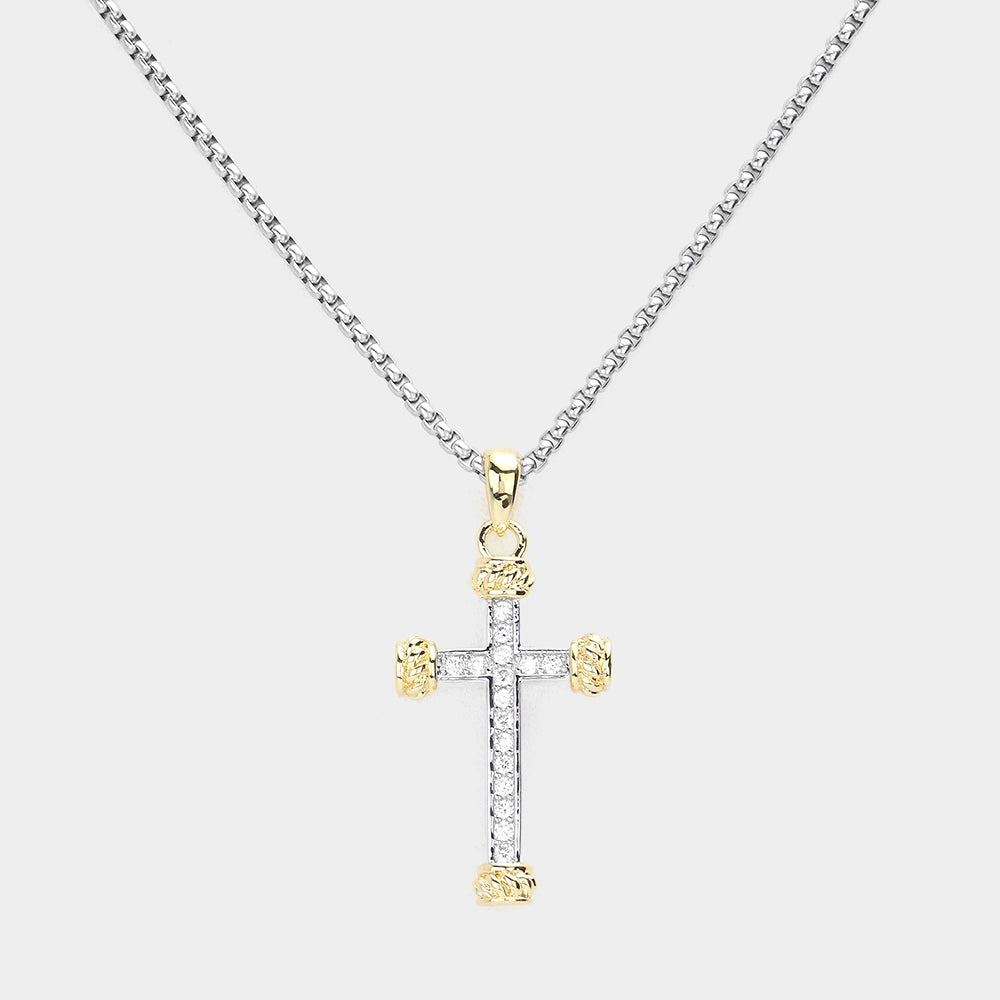 Elegant Silver Cubic Zirconia Cross Pendant Necklace for Women - Perfect for Everyday Wear, Gift Giving & Special Occasions