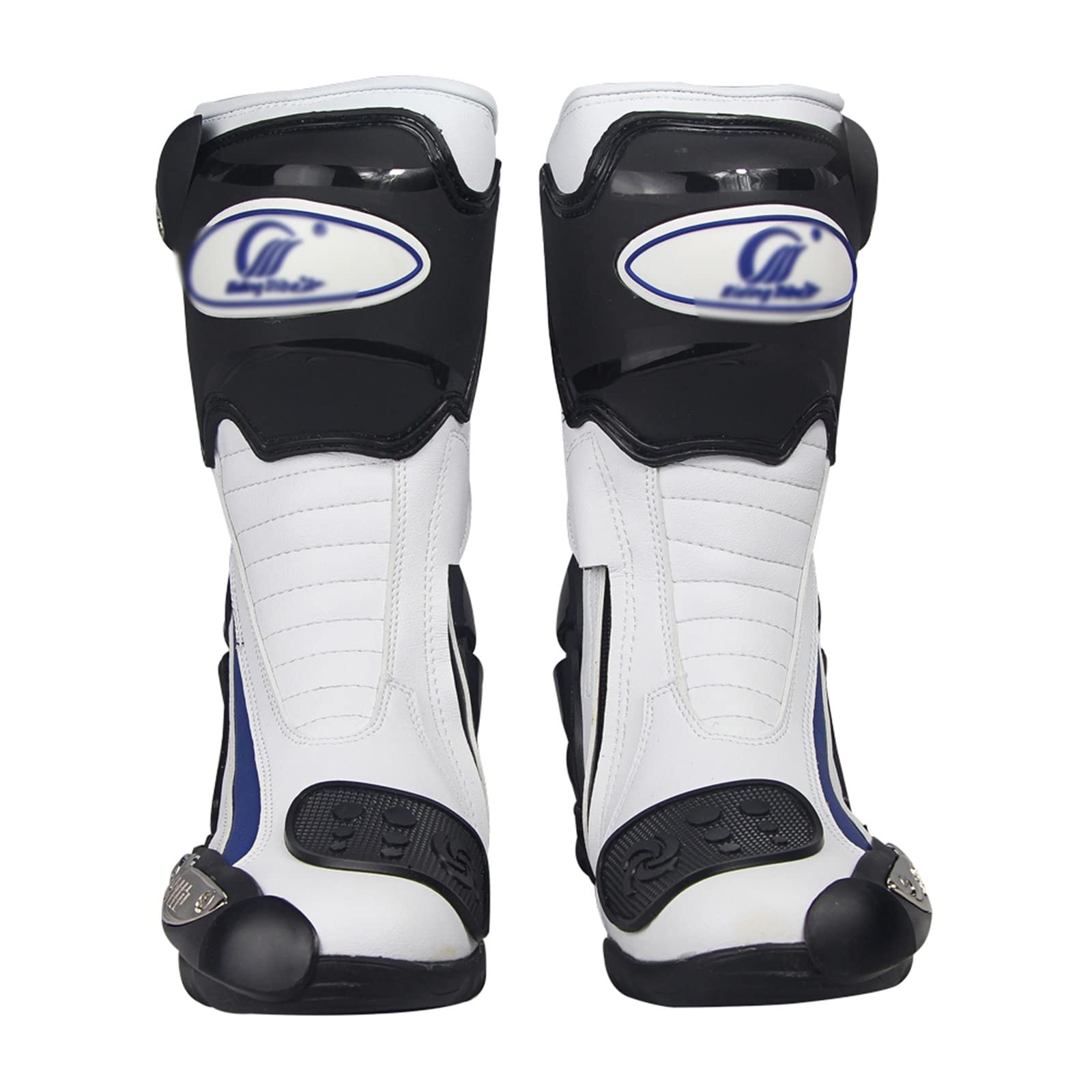 Men's Motorcycle Boots - Waterproof Touring Boots with Anti-Slip Sole & Ankle Protection - White Size 27cm - Perfect for Riding, Birthday Gifts, Halloween & Thanksgiving Costumes