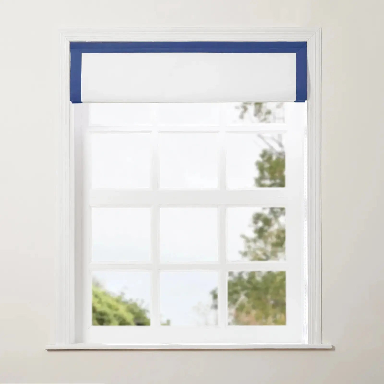 Tyrone Roman Shade with Border Cord Lift - Classic Window Treatment for Living Room & Bedroom - Blackout Fabric for Light Control & Privacy