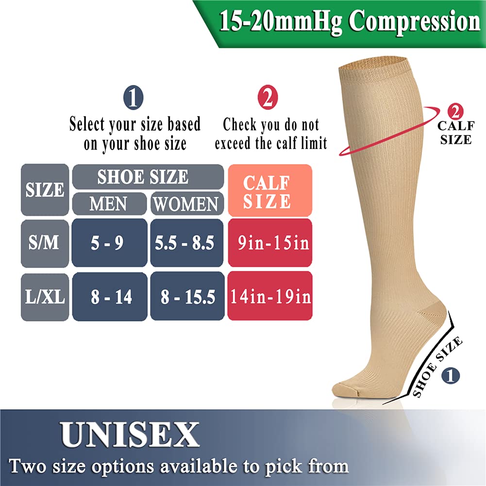 QUXIANG Copper Compression Socks for Women & Men - 8 Pairs 15-20 mmHg Medical Grade Support for Running, Cycling & Athletic Performance - Improve Blood Circulation & Reduce Swelling - Perfect for Travel, Workouts & Recovery