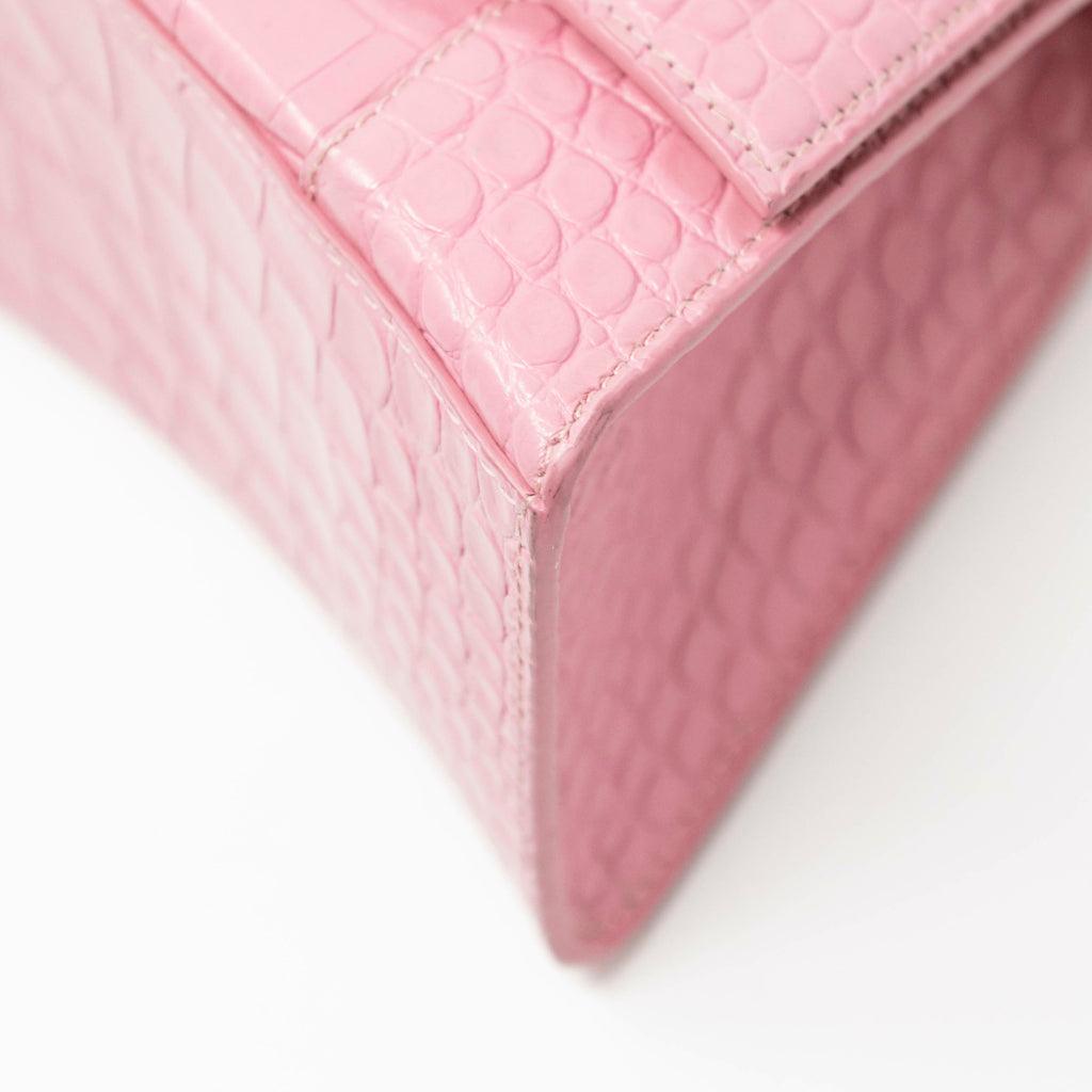 Balenciaga Small Pink Crocodile Hourglass Bag - Luxury Designer Handbag for Women, Perfect for Parties, Dates & Evening Events