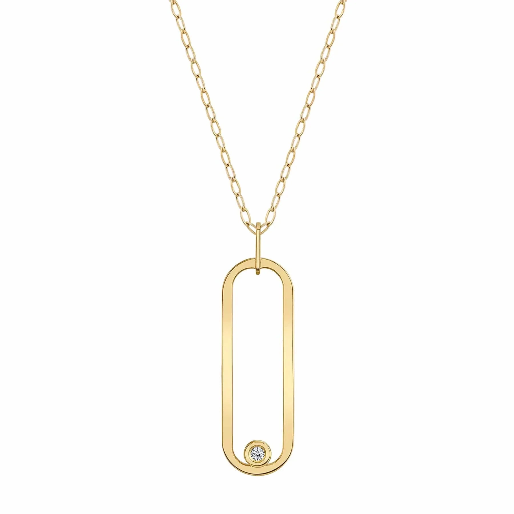 14K Yellow Gold Open Oval Diamond Pendant Necklace for Women - Elegant Gift for Birthday, Anniversary & Special Occasions