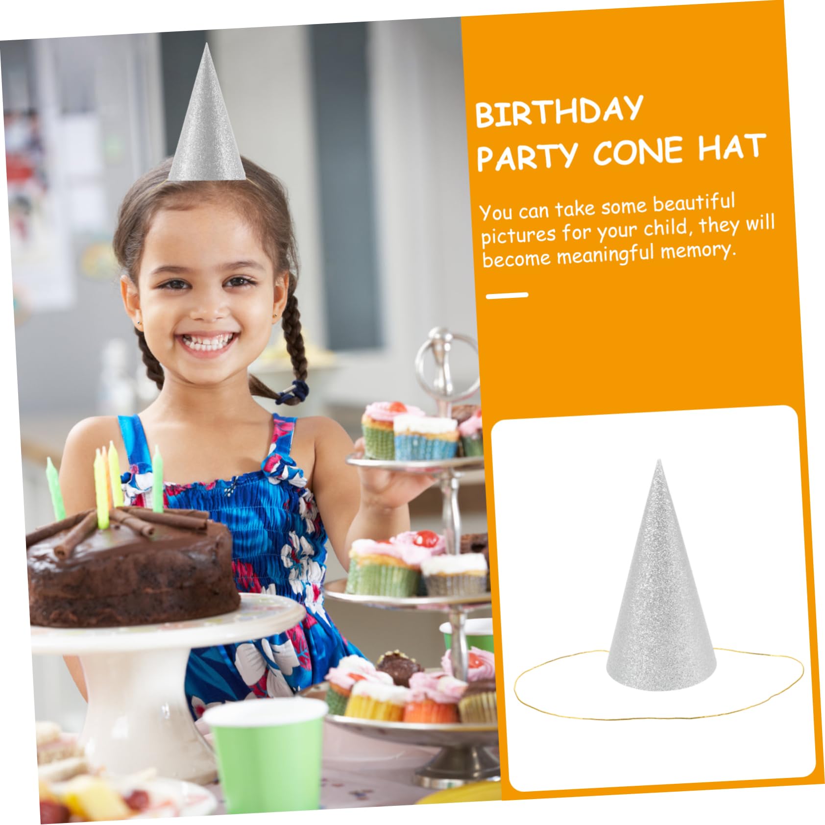 12PCS Glitter Party Hats for Birthday Celebrations - Shimmery Cone Hats for Kids & Adults - Silver Triangle Party Decorations - Perfect for Birthdays, New Year, Halloween & Festive Events