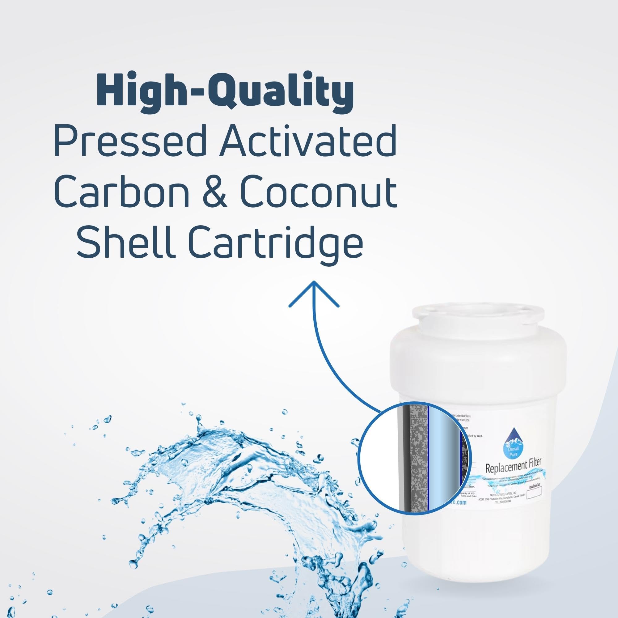 GE MWF MWFP Refrigerator Water Filter Replacement - Compatible with General Electric GSS25QGTGBB Fridge Filter Cartridge | Clean & Safe Drinking Water for Home & Office Use