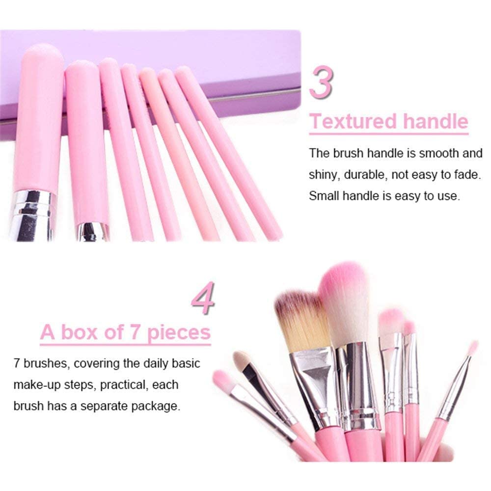 Soft Bristle 7-Piece Pink Makeup Brush Set with Beauty Blender for Flawless Makeup
