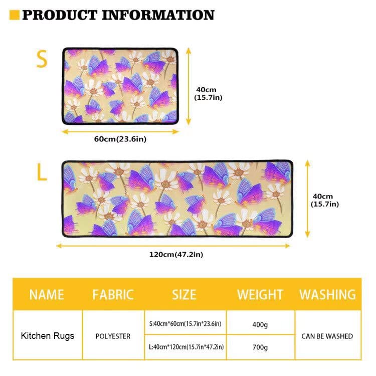 **2-Pack Non-Slip Kitchen Rugs - Waterproof Cushioned Floor Mats for Sink, Office & Home - Anti-Fatigue Welcome Doormat with 