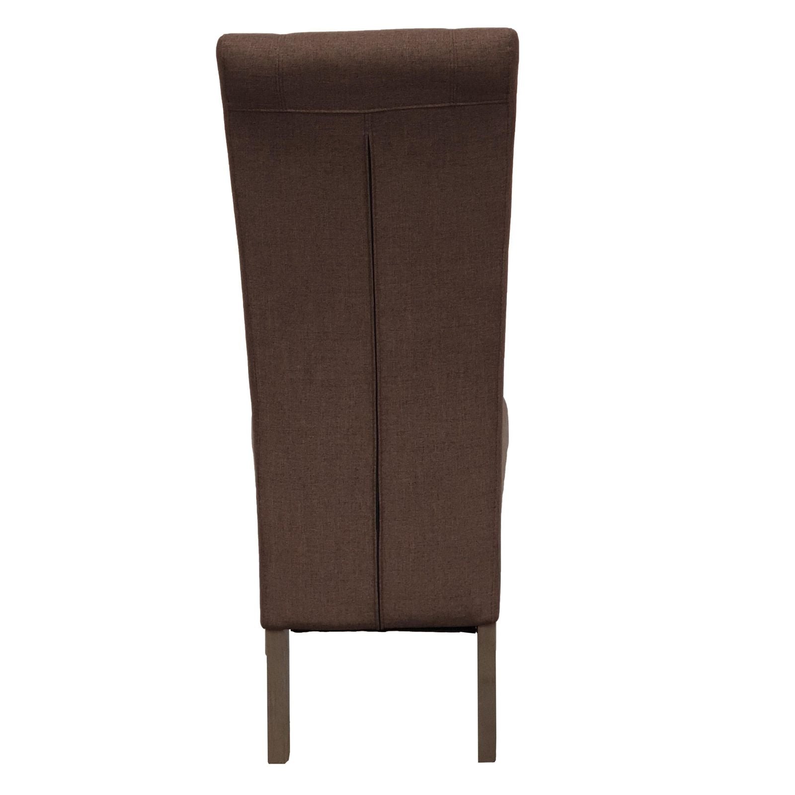 Brown Fabric Bran Dining Chairs with Rubberwood Legs in Textured Dry Grey Oak Finish - Set of 2 for Kitchen, Dining Room & Breakfast Nook