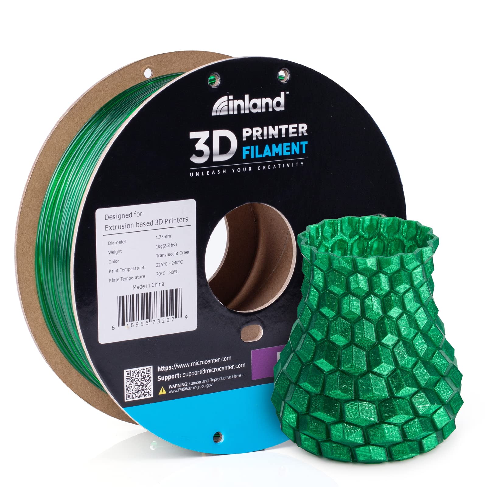 Premium PETG Filament 1.75mm for 3D Printing - Translucent Green 1KG Spool with High Precision (±0.03mm) - Ideal for Functional Prototypes, Cosplay Props & DIY Projects