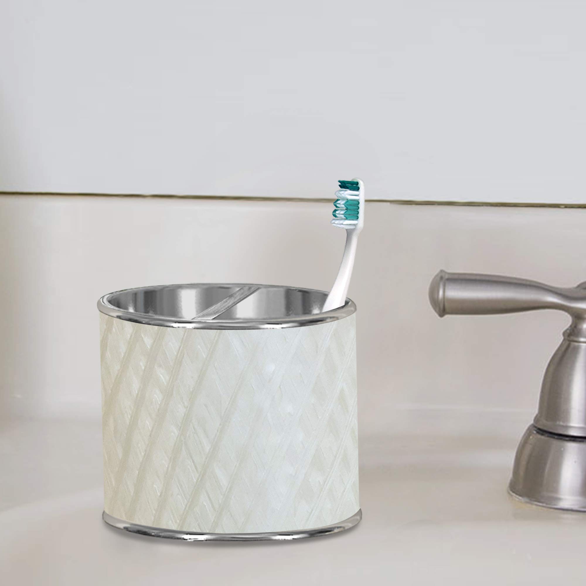 Premium Stainless Steel Toothbrush Holder - Enamel Bathroom Organizer for Electric Spin Toothbrushes, Razors & Makeup Brushes | Countertop Vanity Storage Solution for Modern Bathrooms