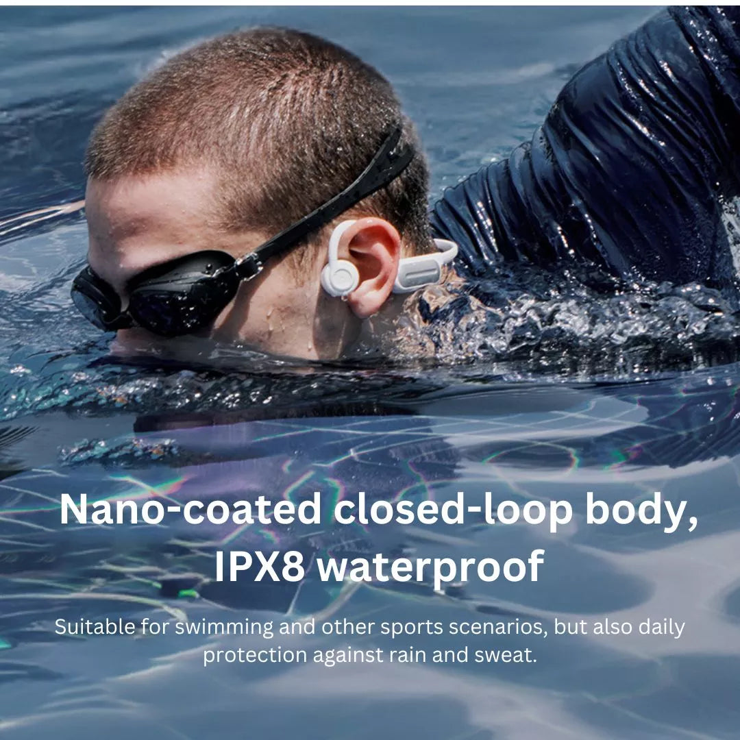 Sanag B91S Pro RunPower Open Ear Swimming Bone Conduction Headphones - Wireless Bluetooth Sport Headset for Running, Cycling & Water Activities - IPX8 Waterproof & Sweatproof for Pool, Beach & Gym Workouts