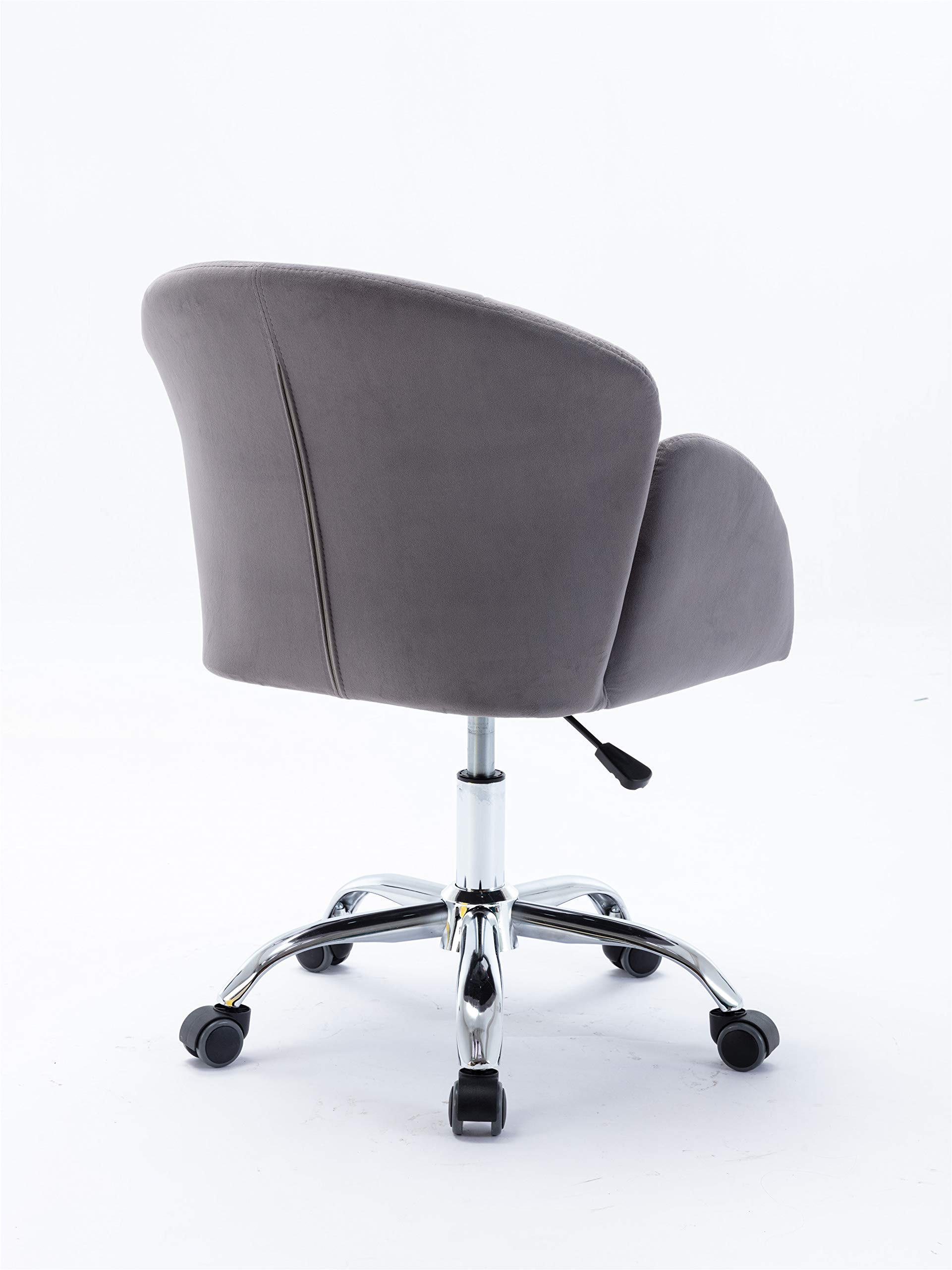 Velvet Office Desk Chair - 360° Swivel Adjustable Height Tufted Upholstered Armchair with Padded Seat | Ergonomic Comfort for Home Office, Study, Bedroom & Living Room | Modern Accent Chair for Work, Gaming & Relaxation (Gray)