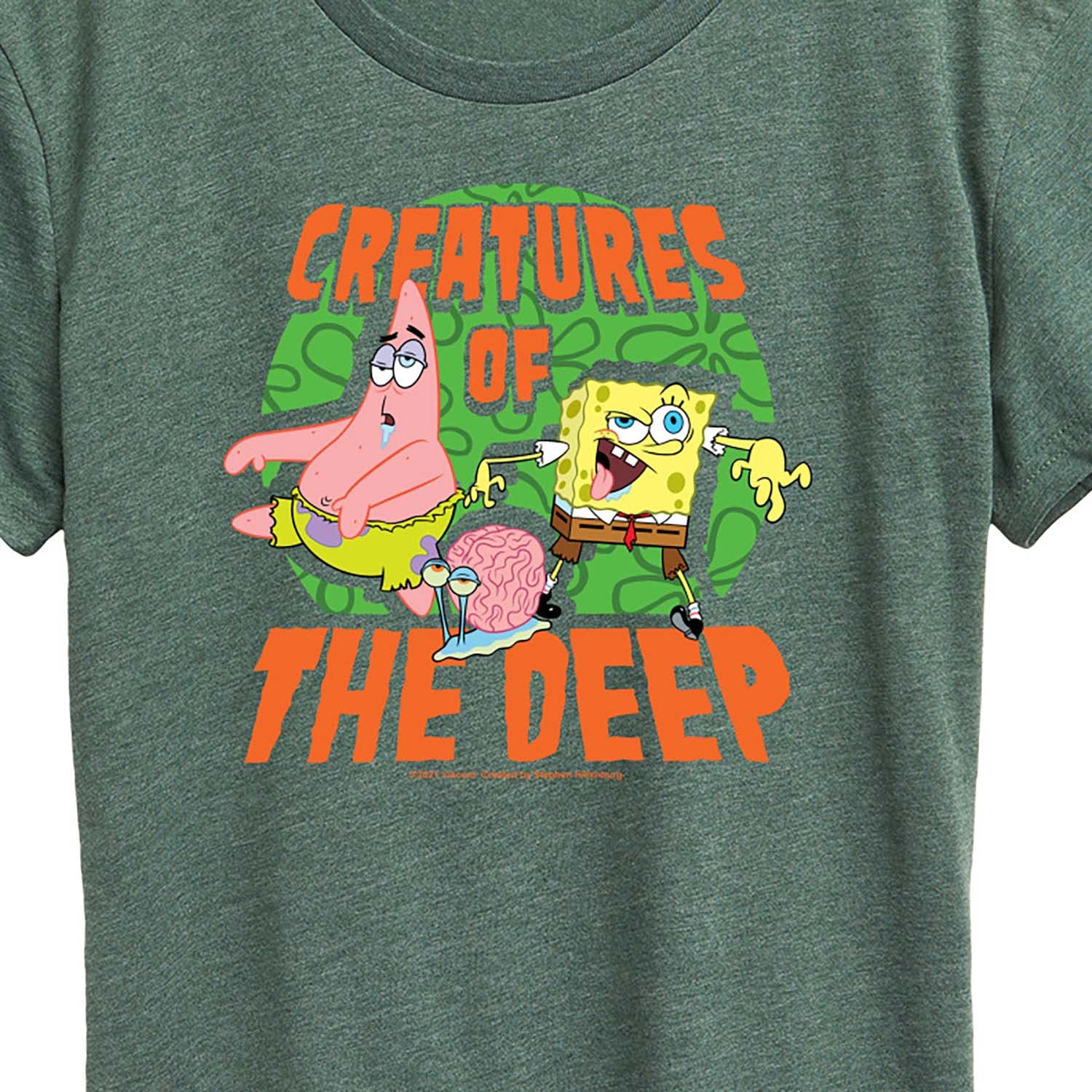 HYBRID APPAREL Women's Spongebob Squarepants Creatures of The Deep Graphic T-Shirt - Short Sleeve Casual Tee for Fans, Beach Outings & Everyday Wear