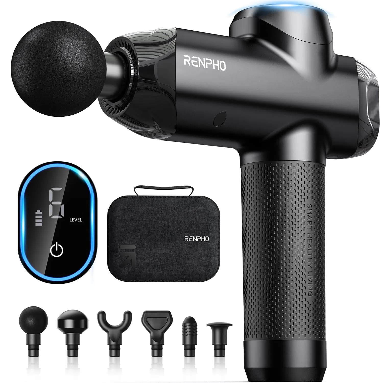 RENPHO Deep Tissue Massage Gun with 12mm Amplitude - FSA/HSA Eligible Percussion Muscle Massager, Portable Electric Handheld Massage Device with LED Touch Display & Carry Case - Perfect for Post-Workout Recovery, Muscle Pain Relief & Physical Therapy